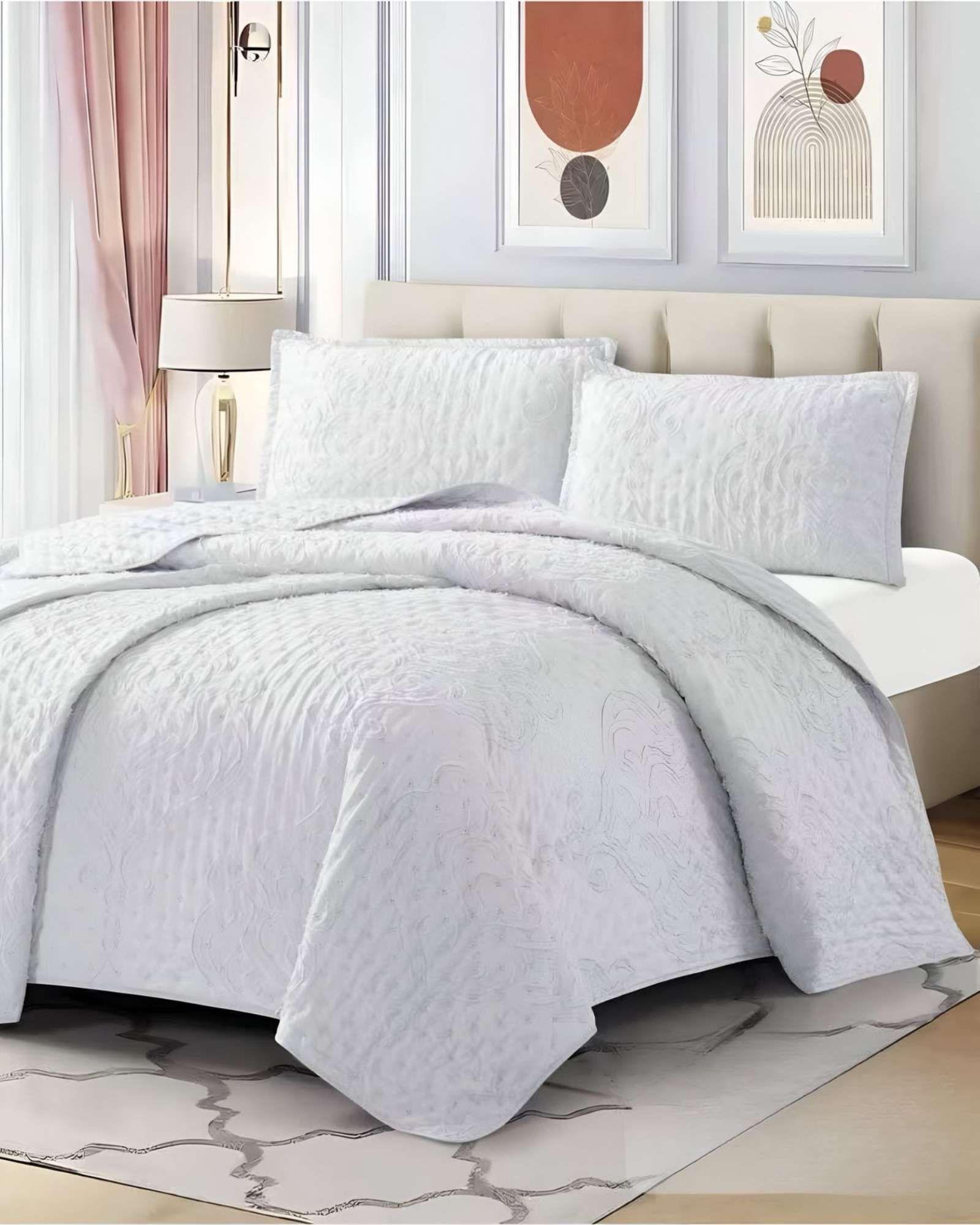 CUBRECAMA QUILT DELGADO TUFTING DE LUJO SUAVE KING M3-3