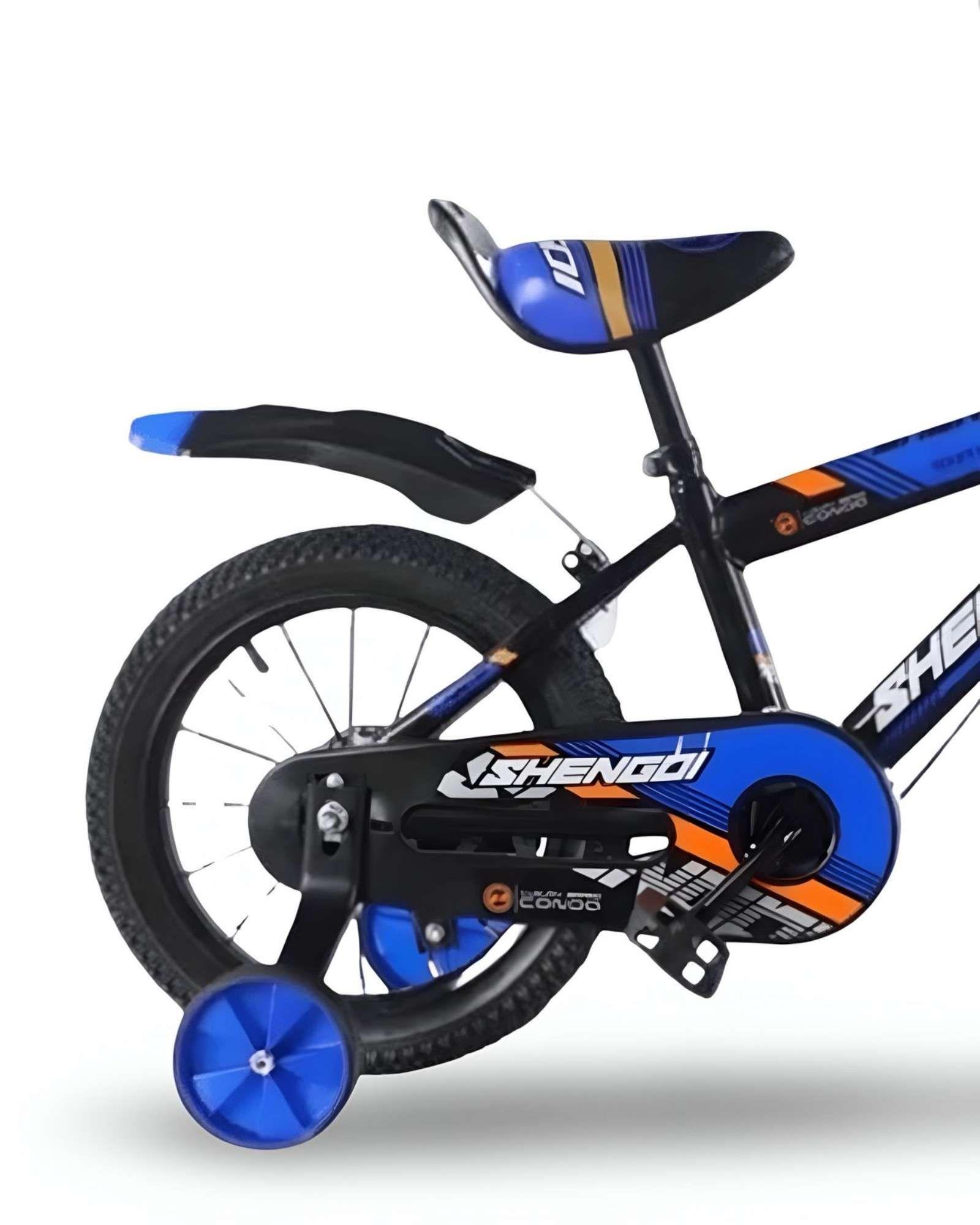 Bicicleta Aro 14 Con Ruedas De Aprendizaje Para Niños Azul + Kit de Protección-4