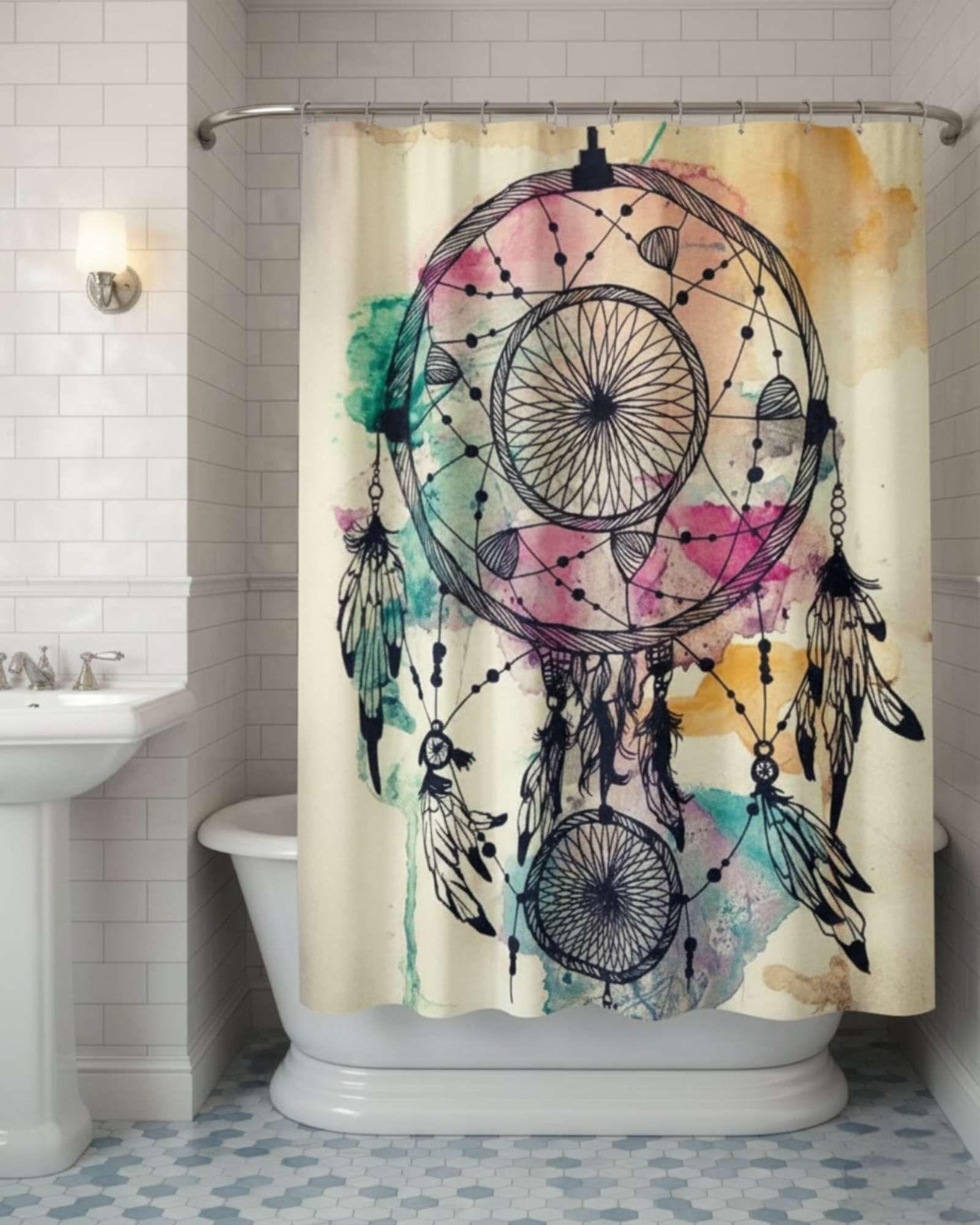 Juego de Cortina de Baño Tela Género + Forro Impermeable T3-1