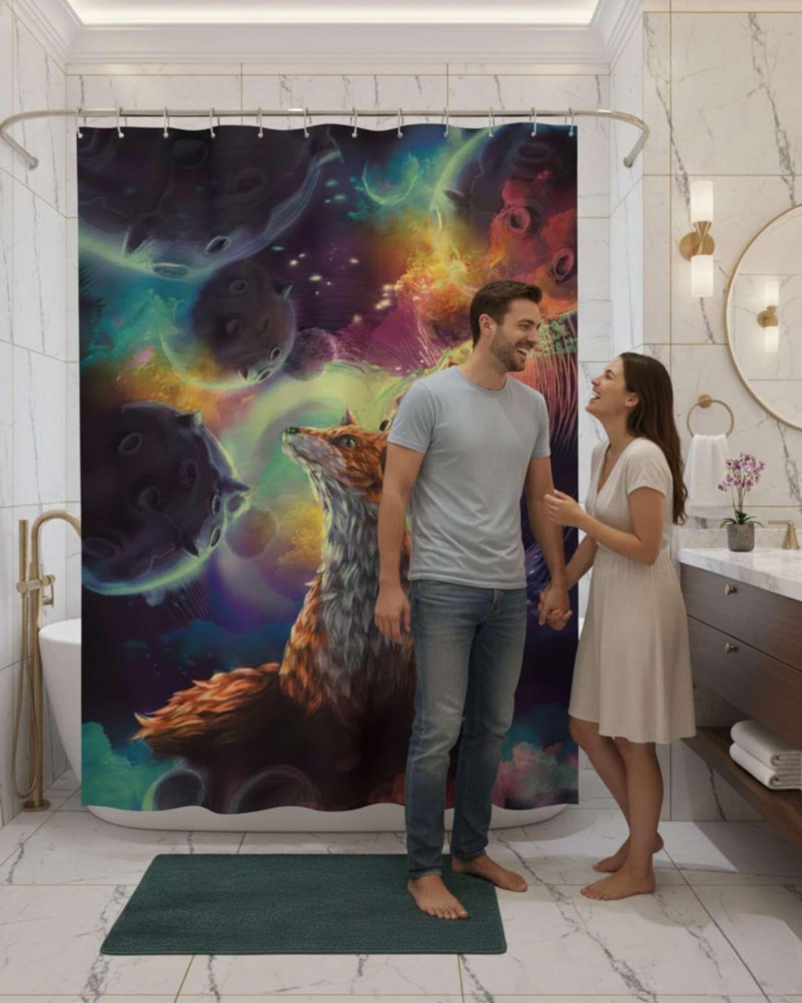 Juego de Cortina de Baño Tela Género + Forro Impermeable T32-2