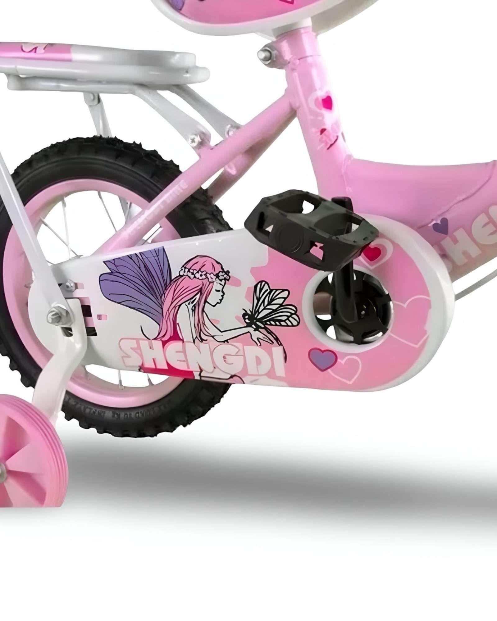 Bicicleta Aro 14 Con Ruedas De Aprendizaje Para Niños Rosado + Kit de Protección-1
