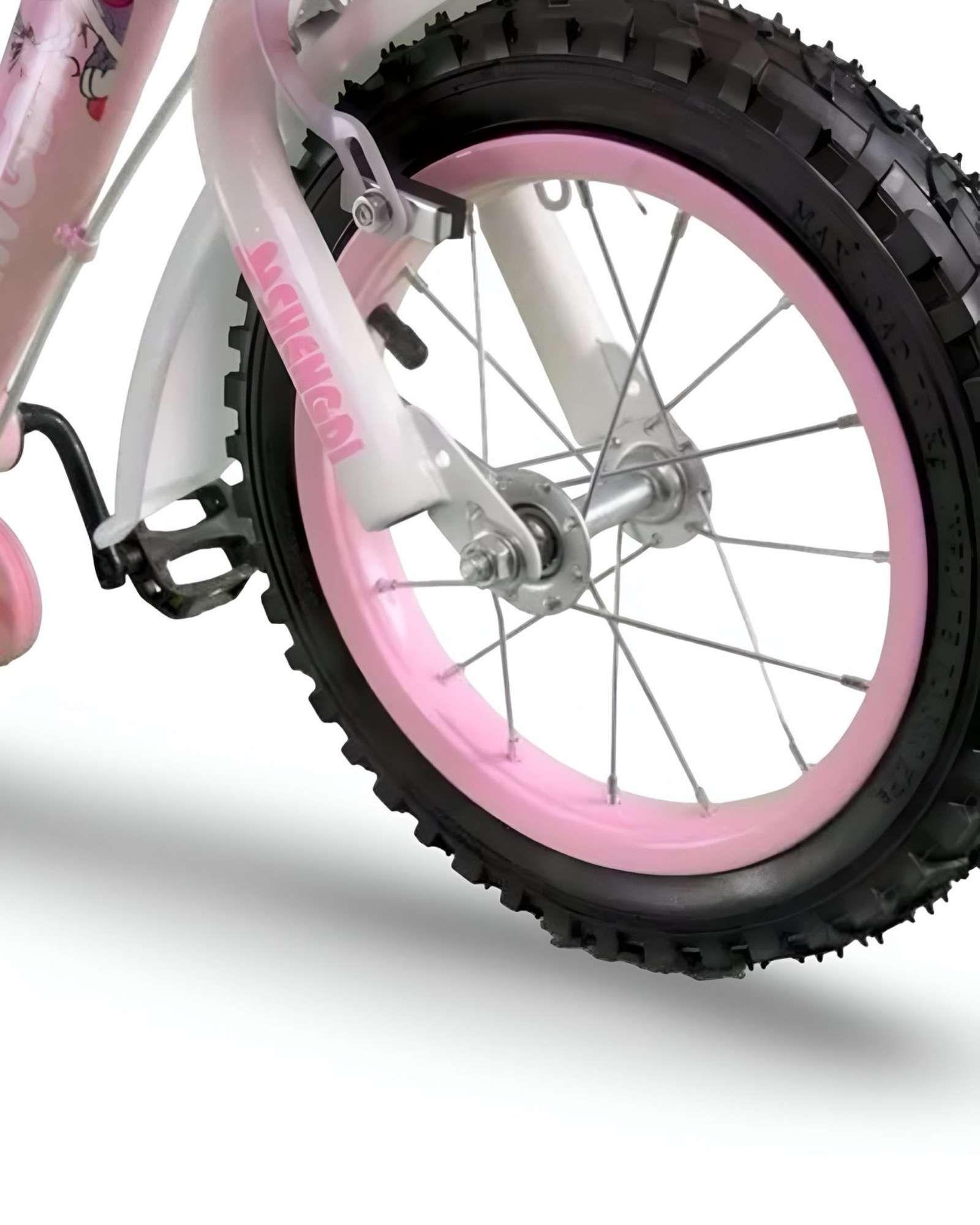 Bicicleta Aro 14 Con Ruedas De Aprendizaje Para Niños Rosado + Kit de Protección-2