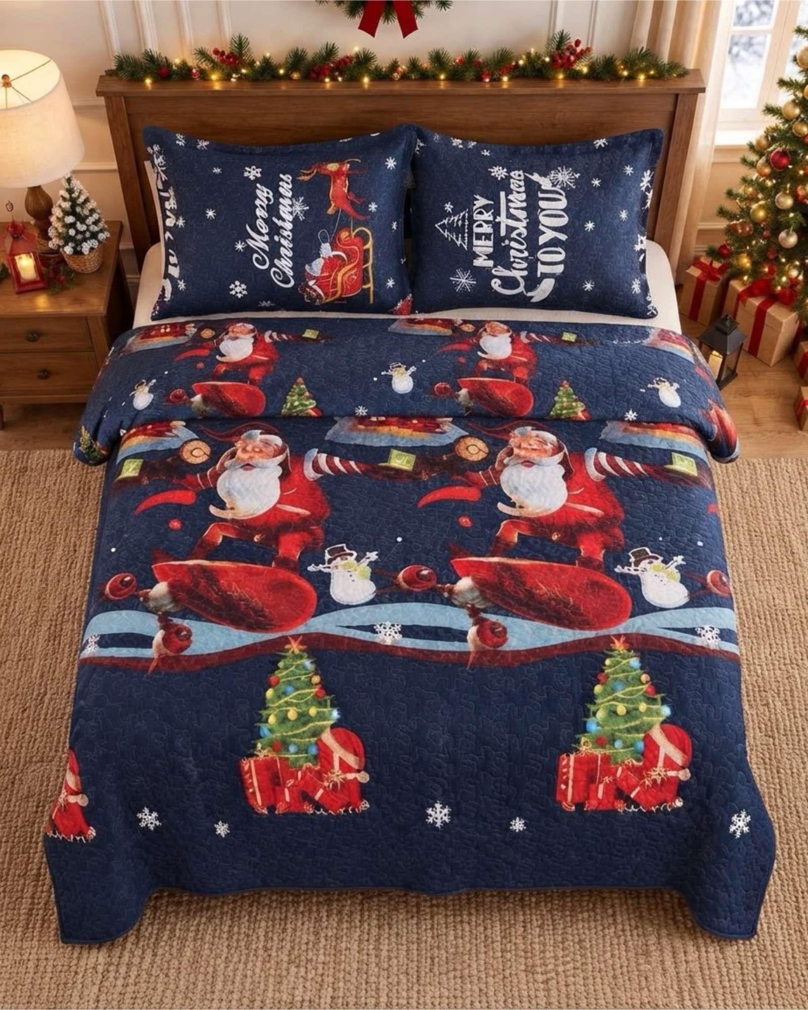 Cubrecama Quilt Navideño 2 Plazas con Diseño  A6-0