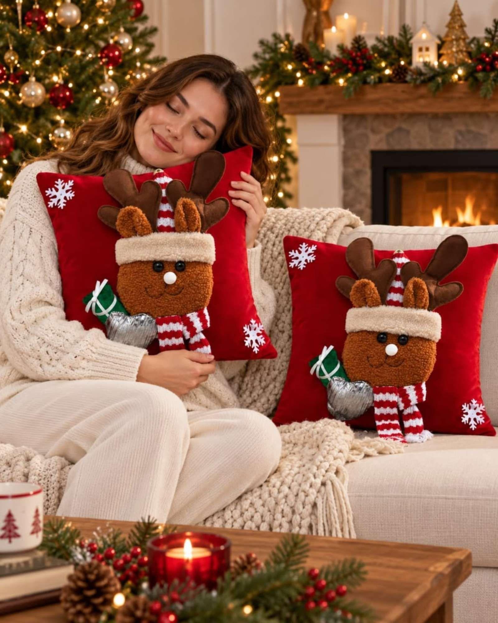 Pack de 2 Fundas para Cojín de Navidad 45x45 cm 3-0