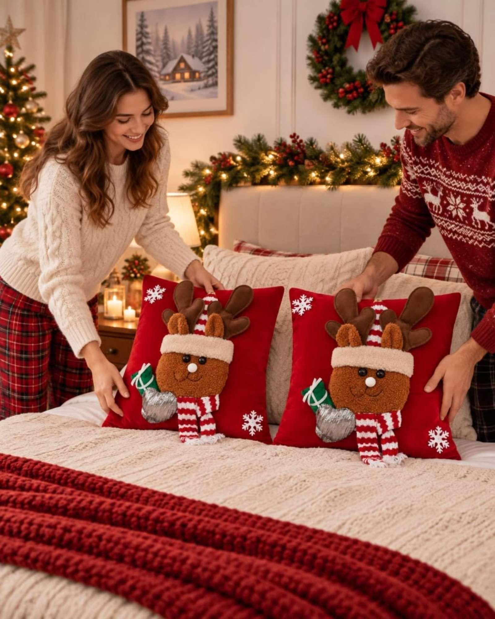 Pack de 2 Fundas para Cojín de Navidad 45x45 cm 3-1