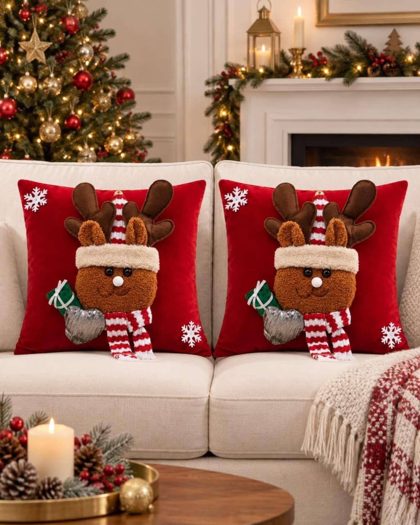 Pack de 2 Fundas para Cojín de Navidad 45x45 cm 3-2