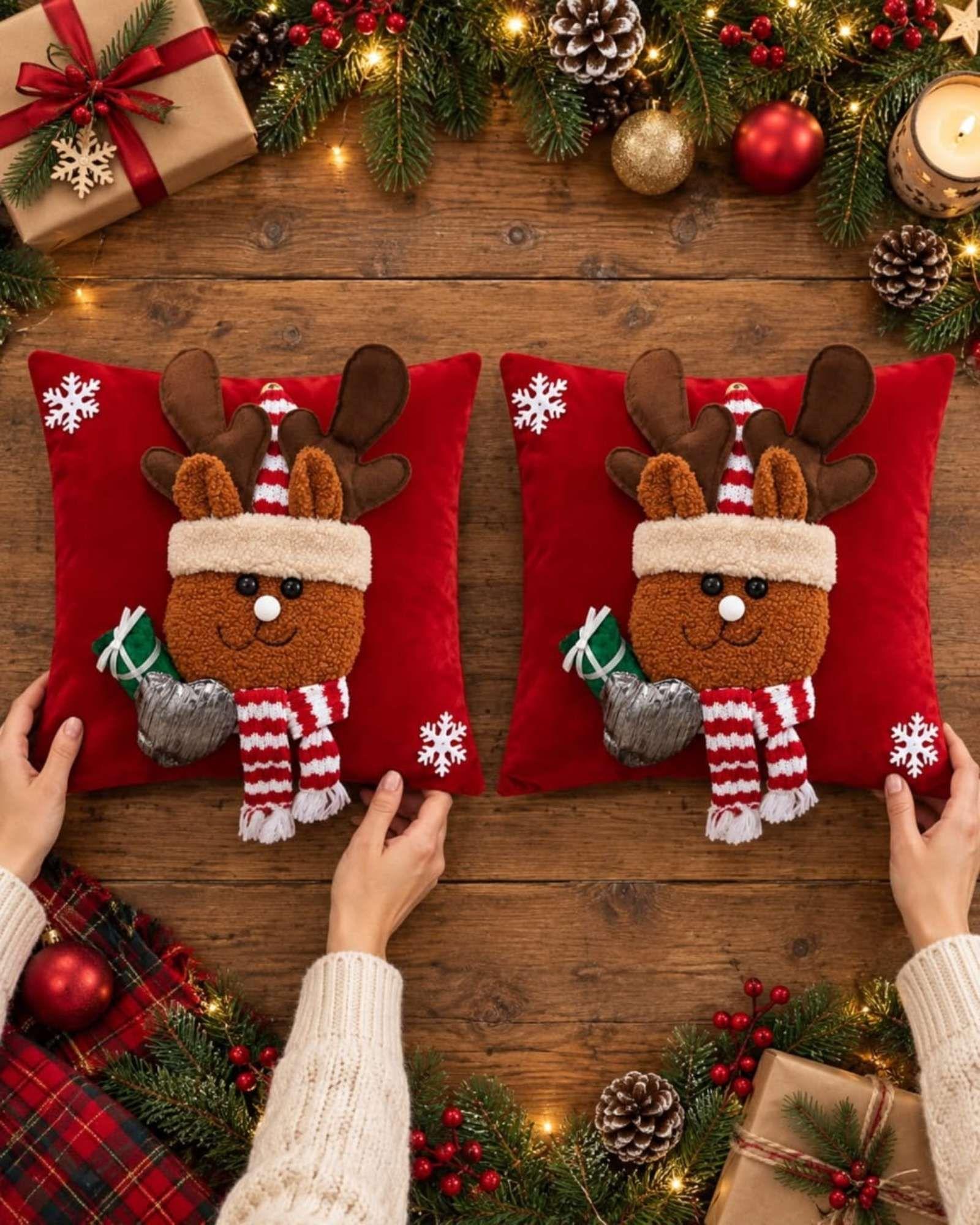Pack de 2 Fundas para Cojín de Navidad 45x45 cm 3-4