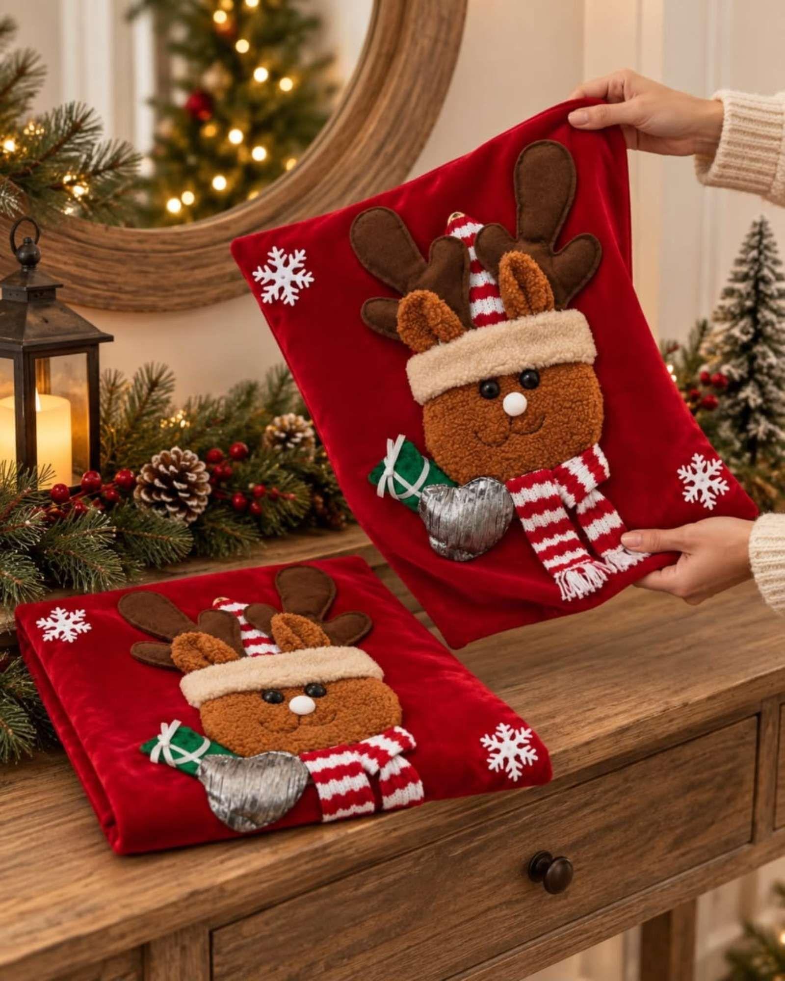 Pack de 2 Fundas para Cojín de Navidad 45x45 cm 3-5