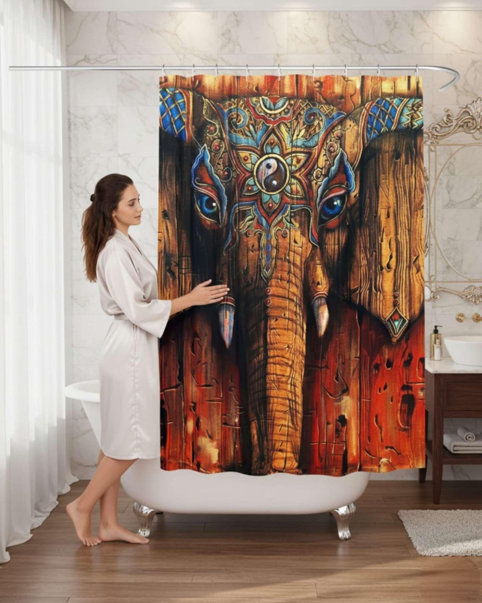 Juego de Cortina de Baño Tela Género + Forro Impermeable T5-0