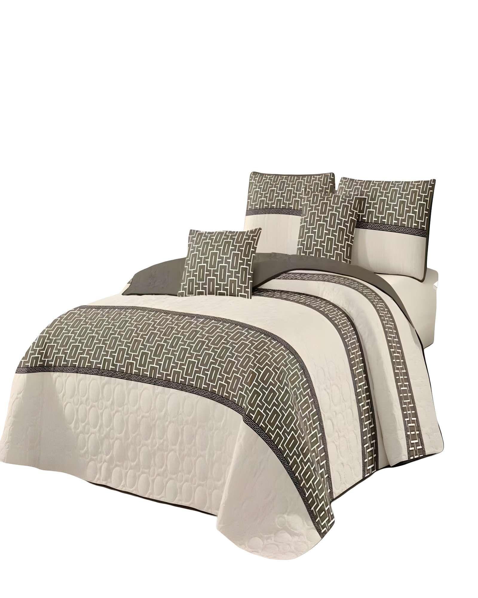 CUBRECAMA CON DISEÑOS  KING 250 X 270 CM + 2 ALMOHADAS P18-2