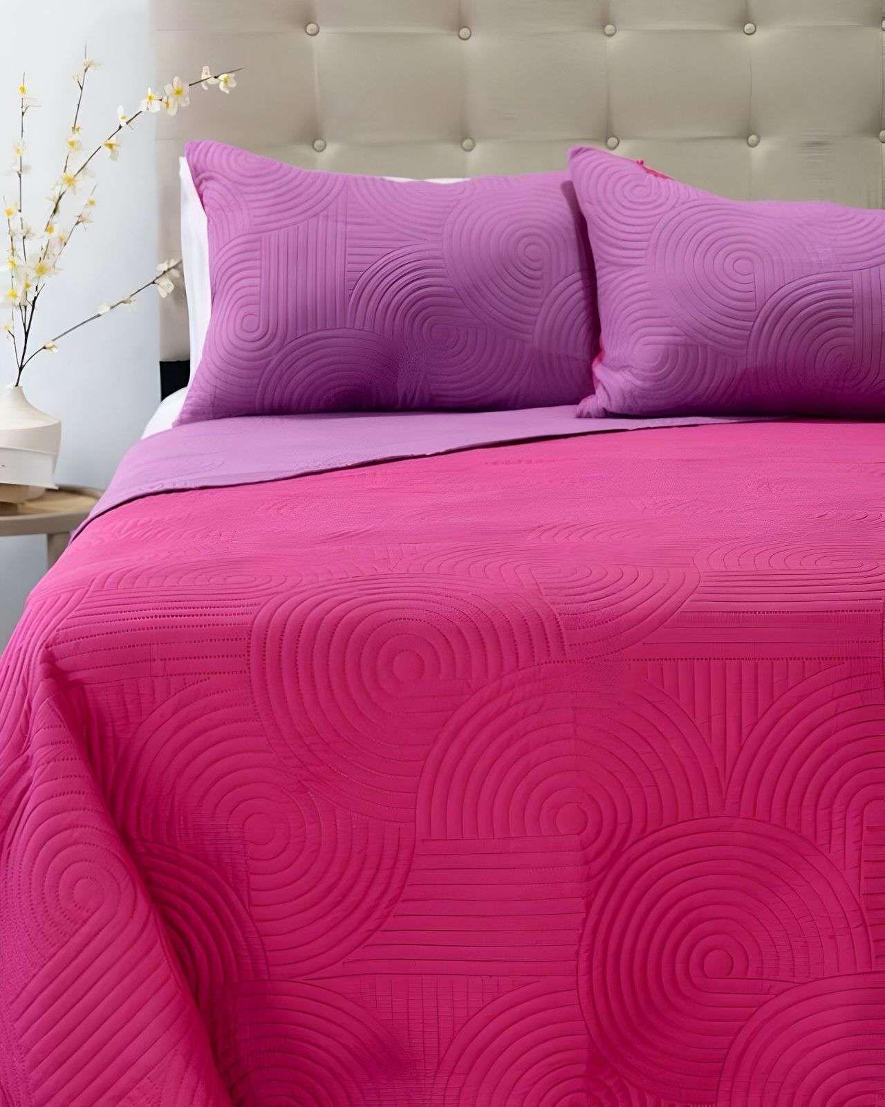 Cubrecama Colcha Quilt Hotpress Liso Bicolor King Doral D04-0