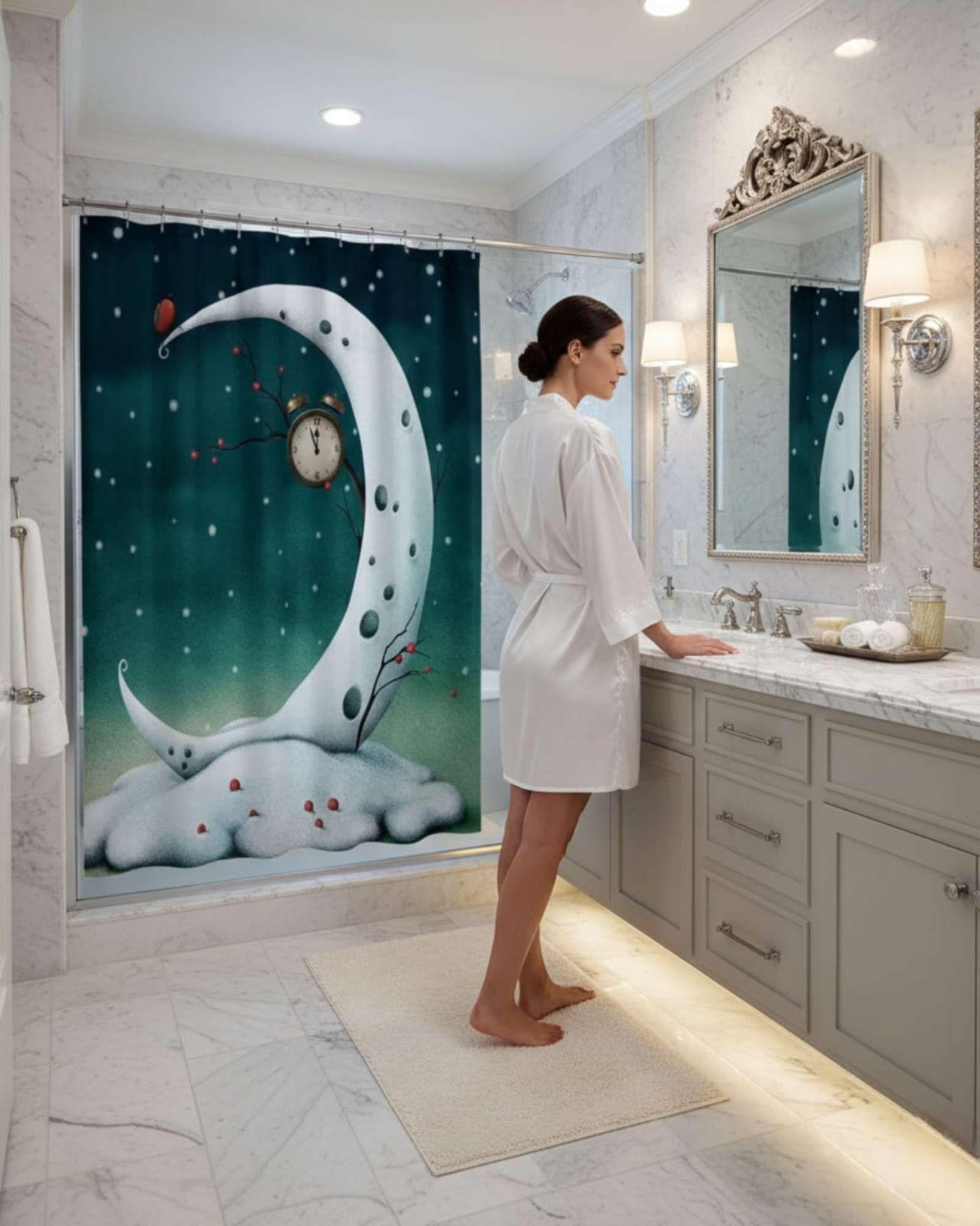 Juego de Cortina de Baño Tela Género + Forro Impermeable T6-2