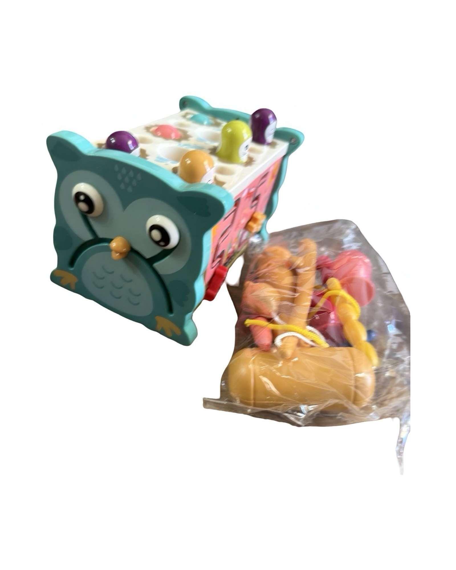  Cubo Búho Juguete de Desarrollo Sensorial Infantil 8 en 1 Verde-1