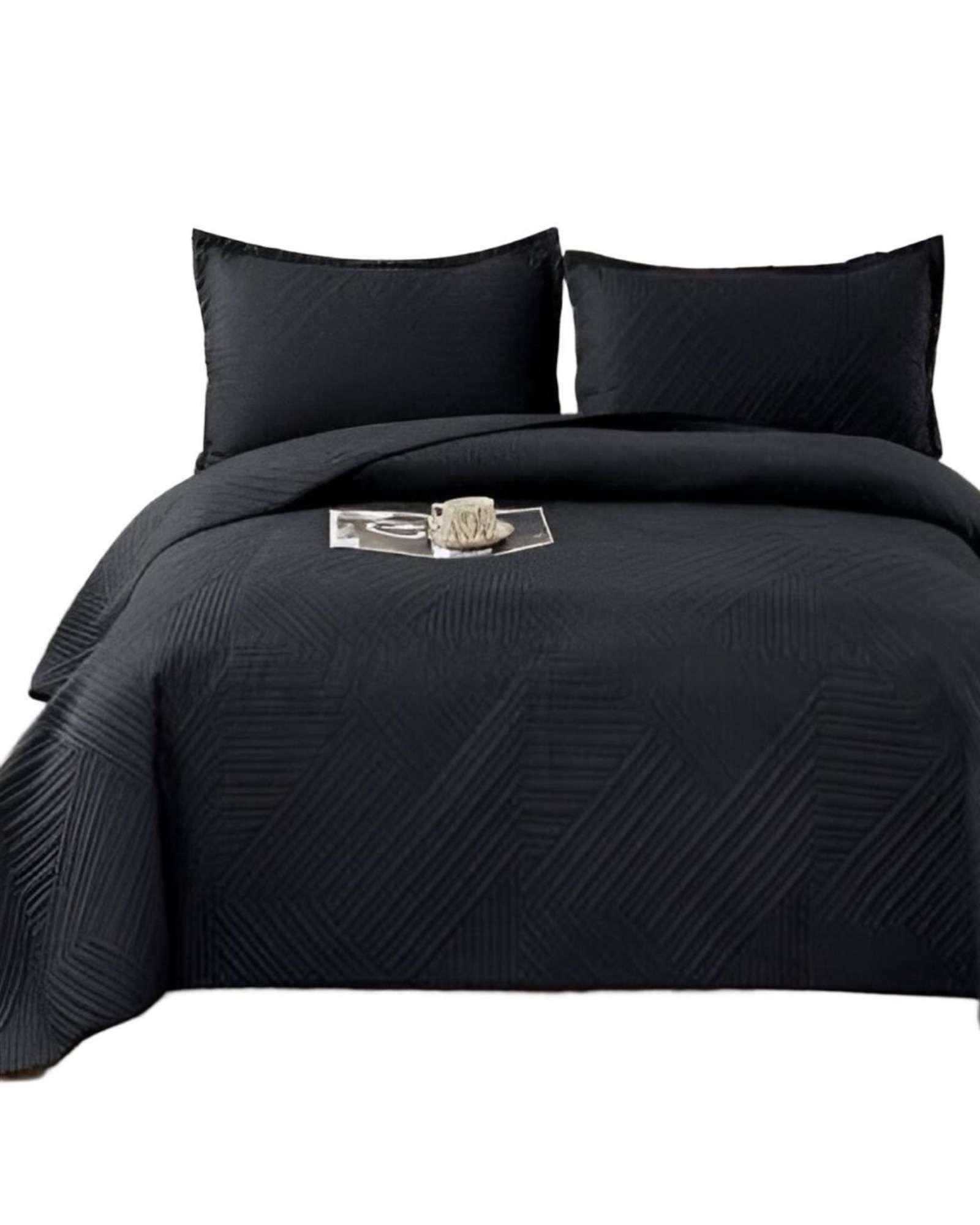 COBERTOR DE LUJO QUILT VERANO KING - SUPER KING NEGRO-3