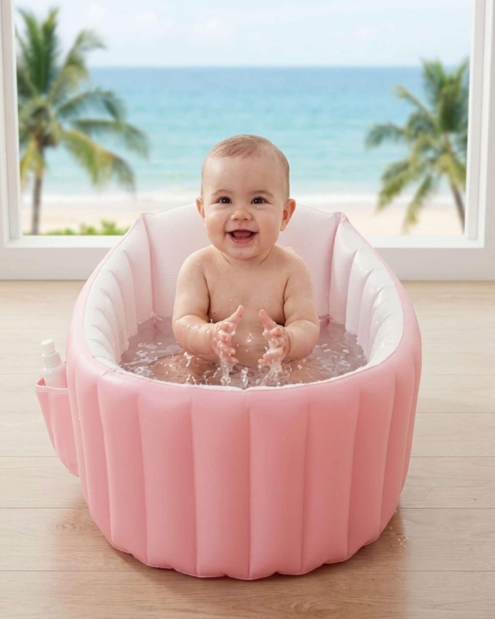 Bañera Tina Para Bebés Inflable Portátil Plegable Antideslizante. -3