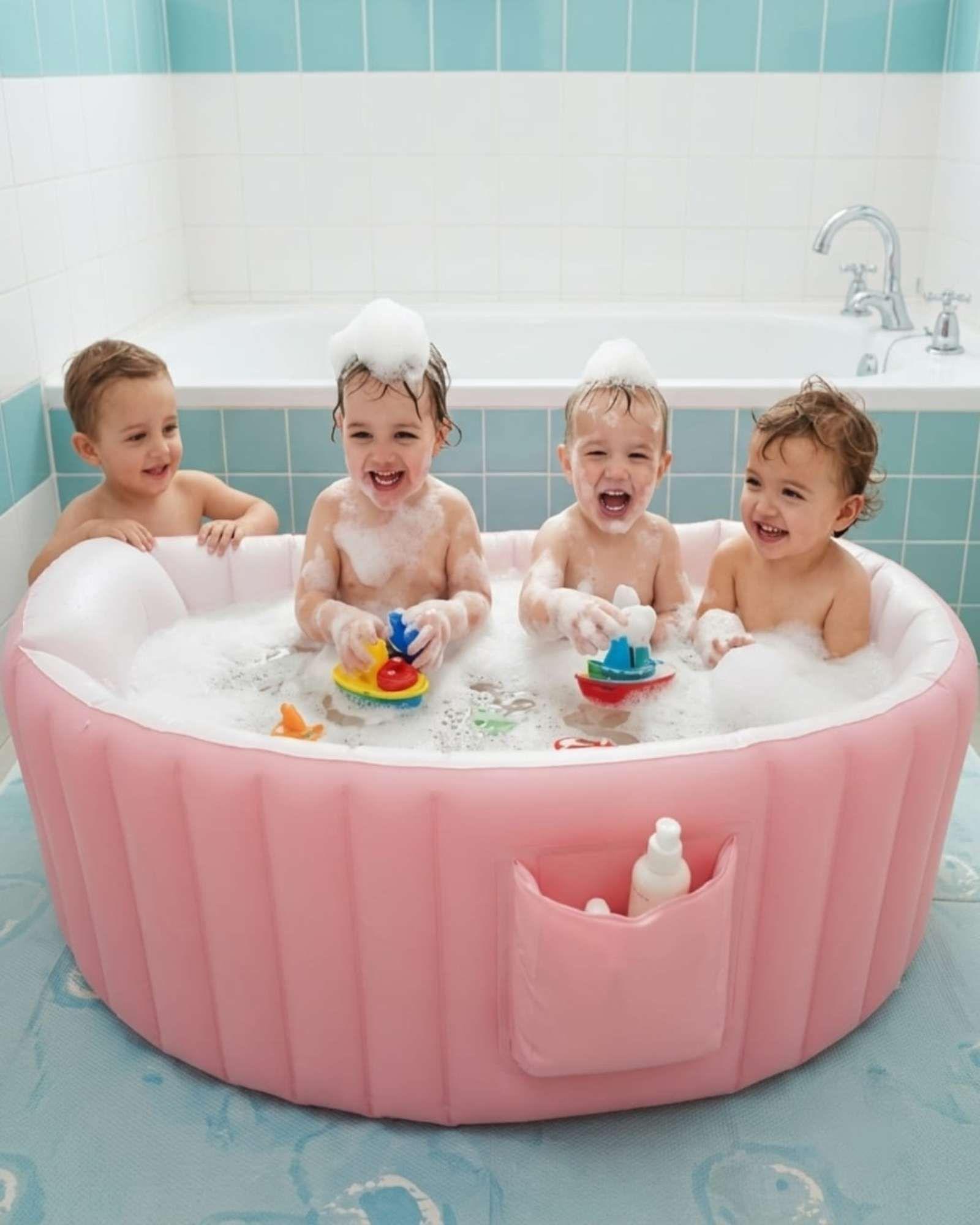 Bañera Tina Para Bebés Inflable Portátil Plegable Antideslizante. -5