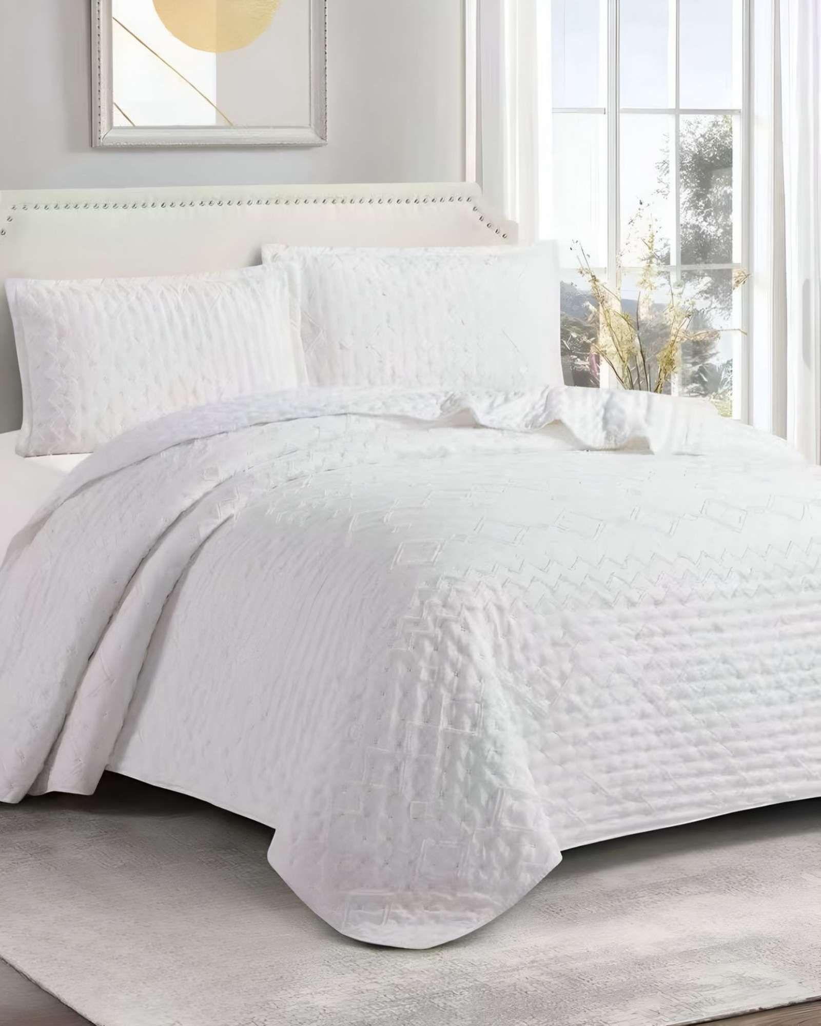 CUBRECAMA QUILT DELGADO TUFTING DE LUJO SUAVE PLAZA Y MEDIA N1-2