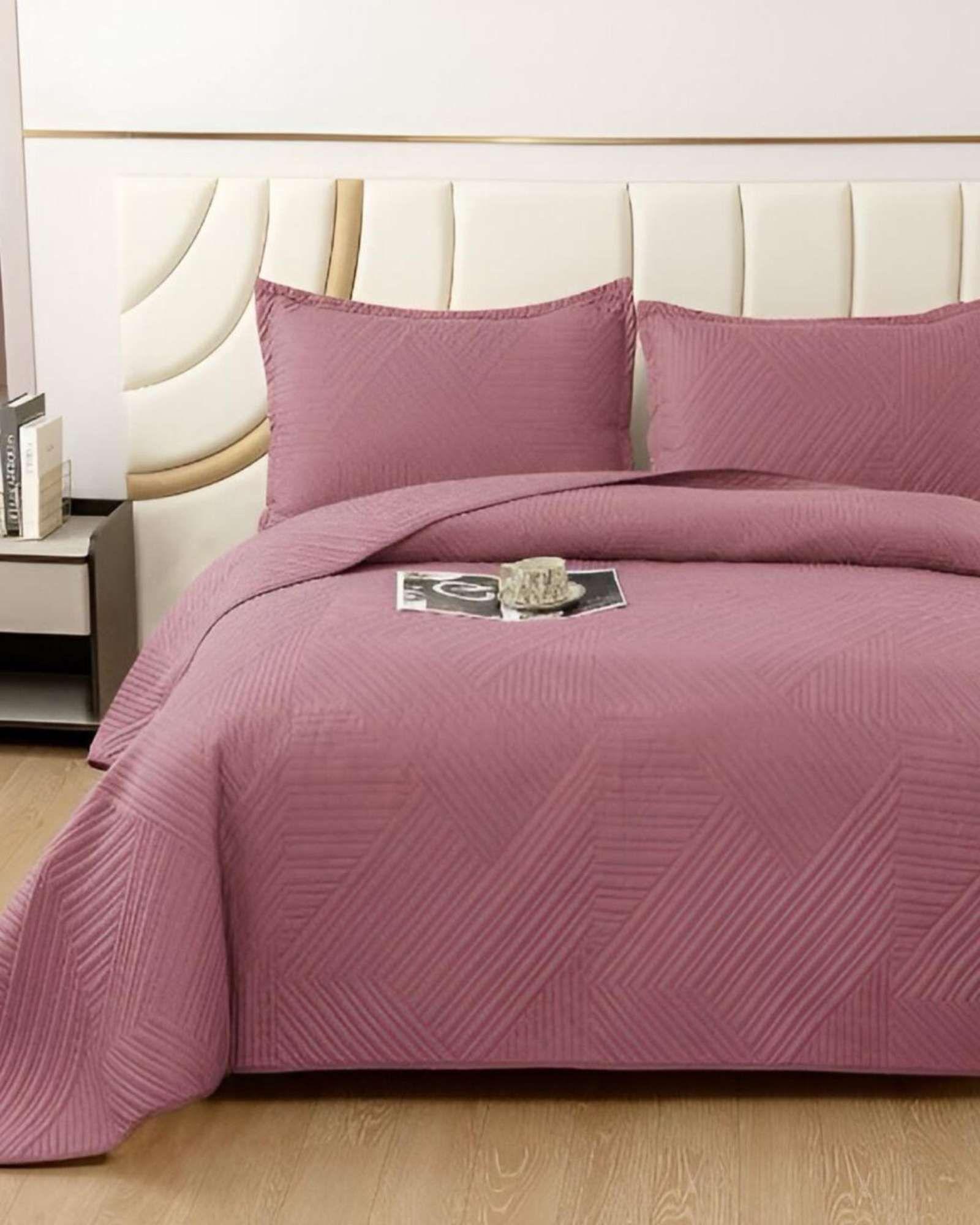 COBERTOR DE LUJO QUILT VERANO 2 PLAZAS ROSA-0