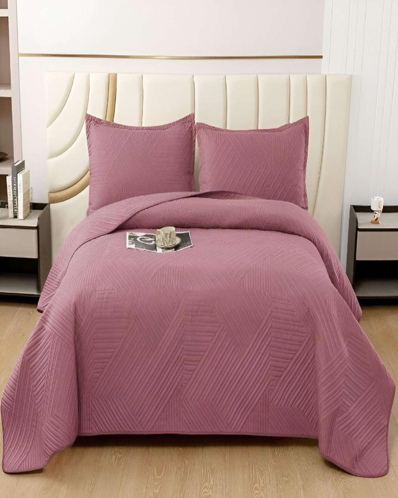 COBERTOR DE LUJO QUILT VERANO 2 PLAZAS ROSA-2