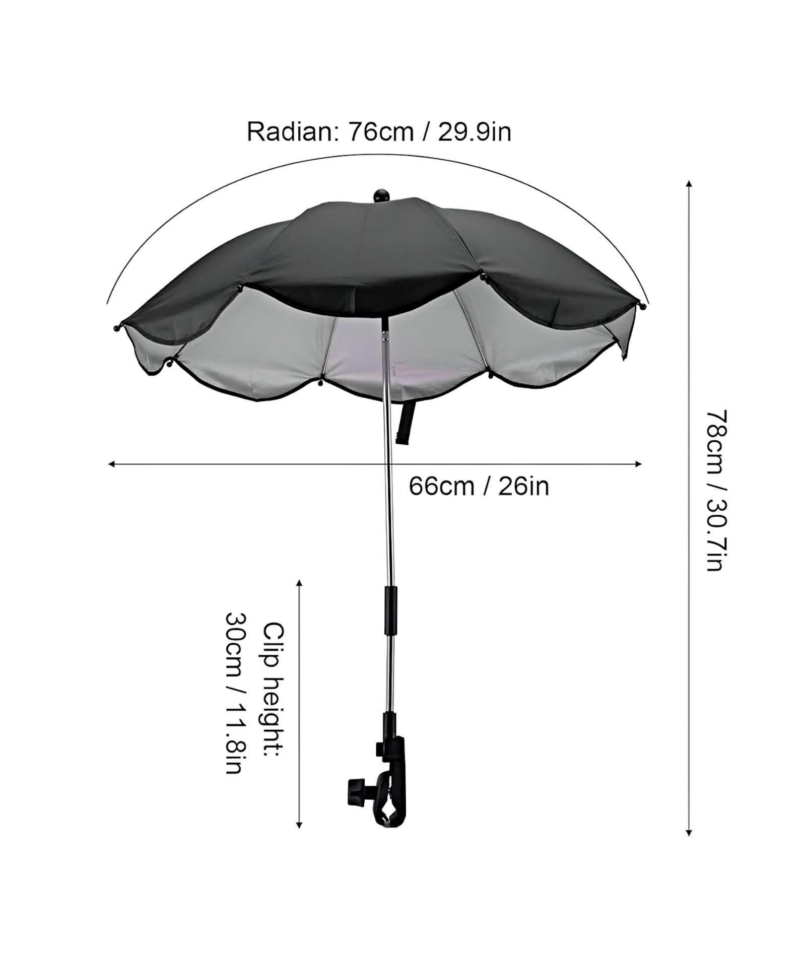 Sombrilla UV portátil para cochecito de bebé NEGRO-2
