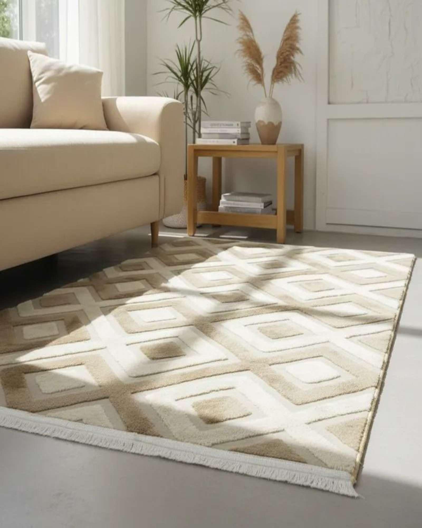 ALFOMBRA TEXTURIZADA DISEÑO JACQUARD ANTIDESLIZANTE 200X240 CMC A08-2