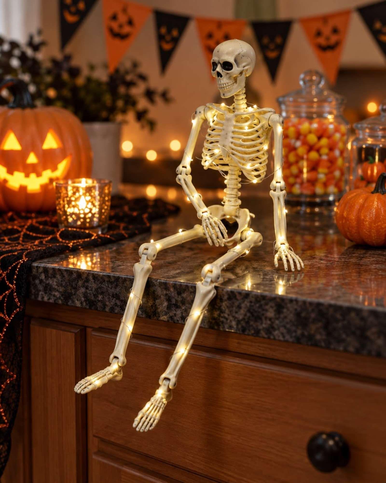 Adorno Esqueleto LED 40 cm Adorno Halloween-5
