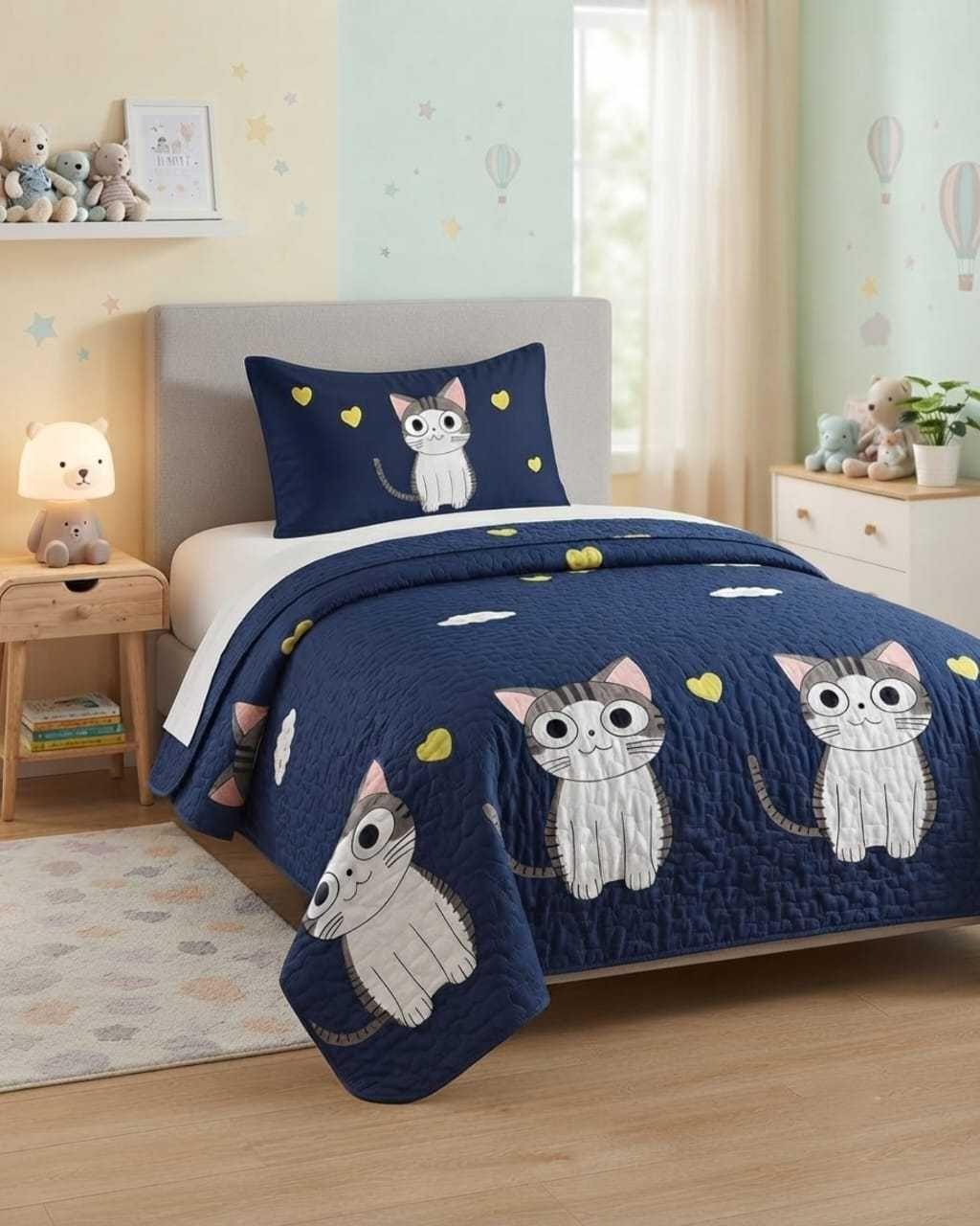 Cubrecama Quilt de Verano Plaza y Media Diseños Infantiles Mas Funda.-2