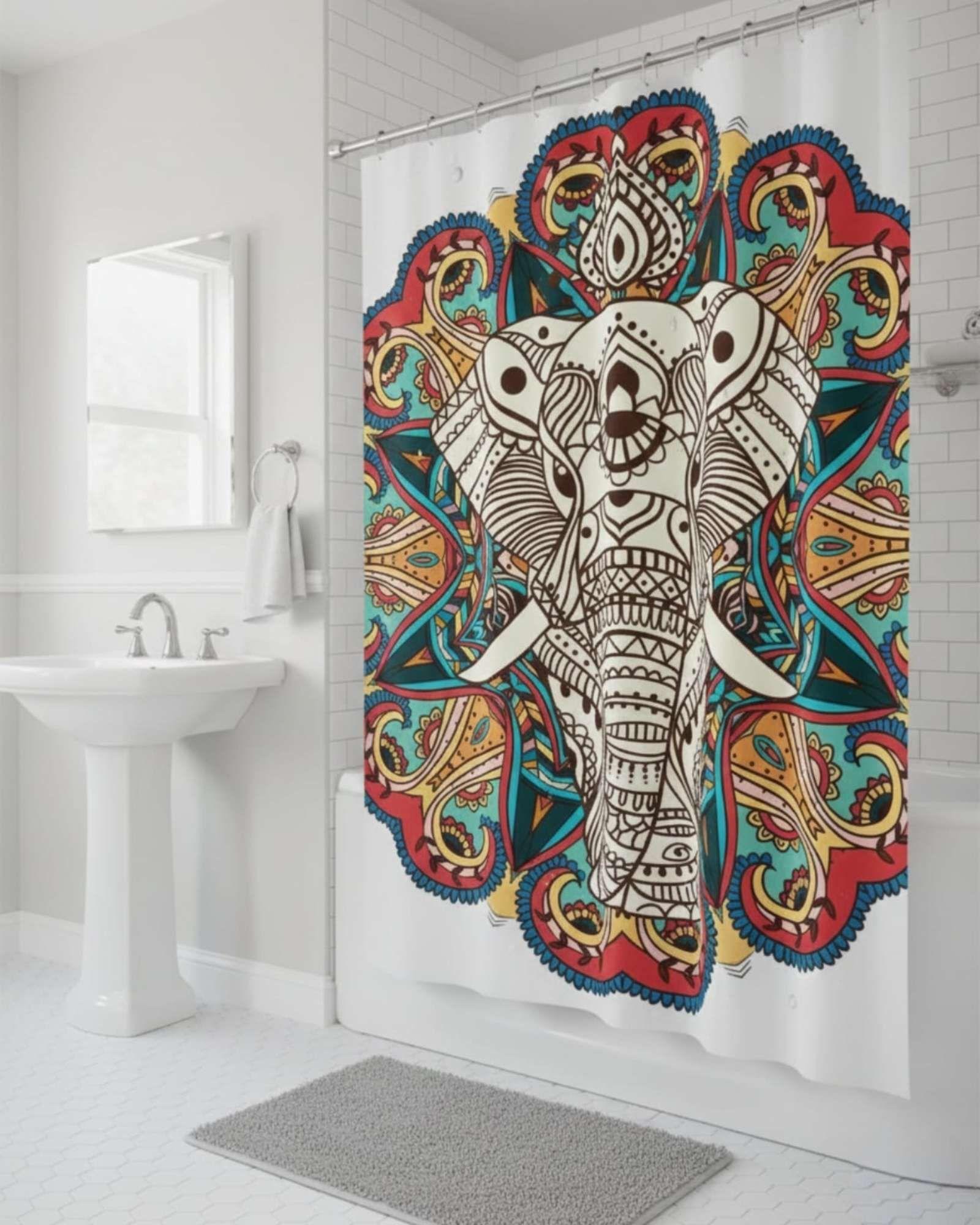 Juego de Cortina de Baño Tela Género + Forro Impermeable T2-1