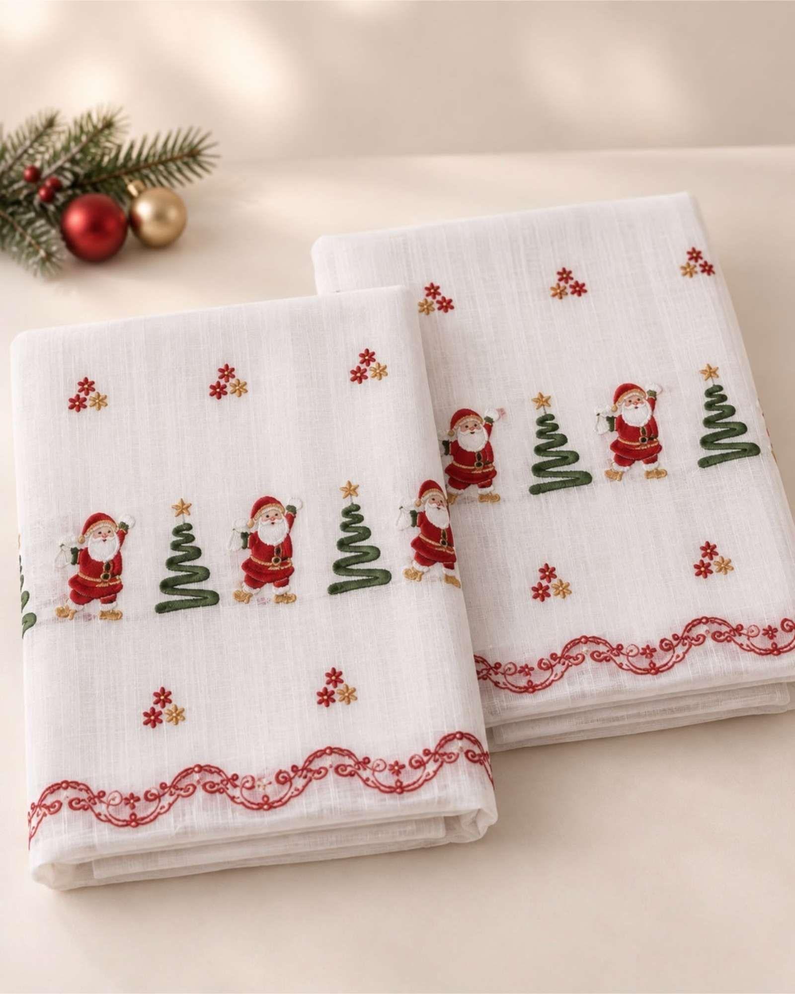 Set 2 Paños Cortina Visillo Navideña 180 x 230 cm con Ojales-5