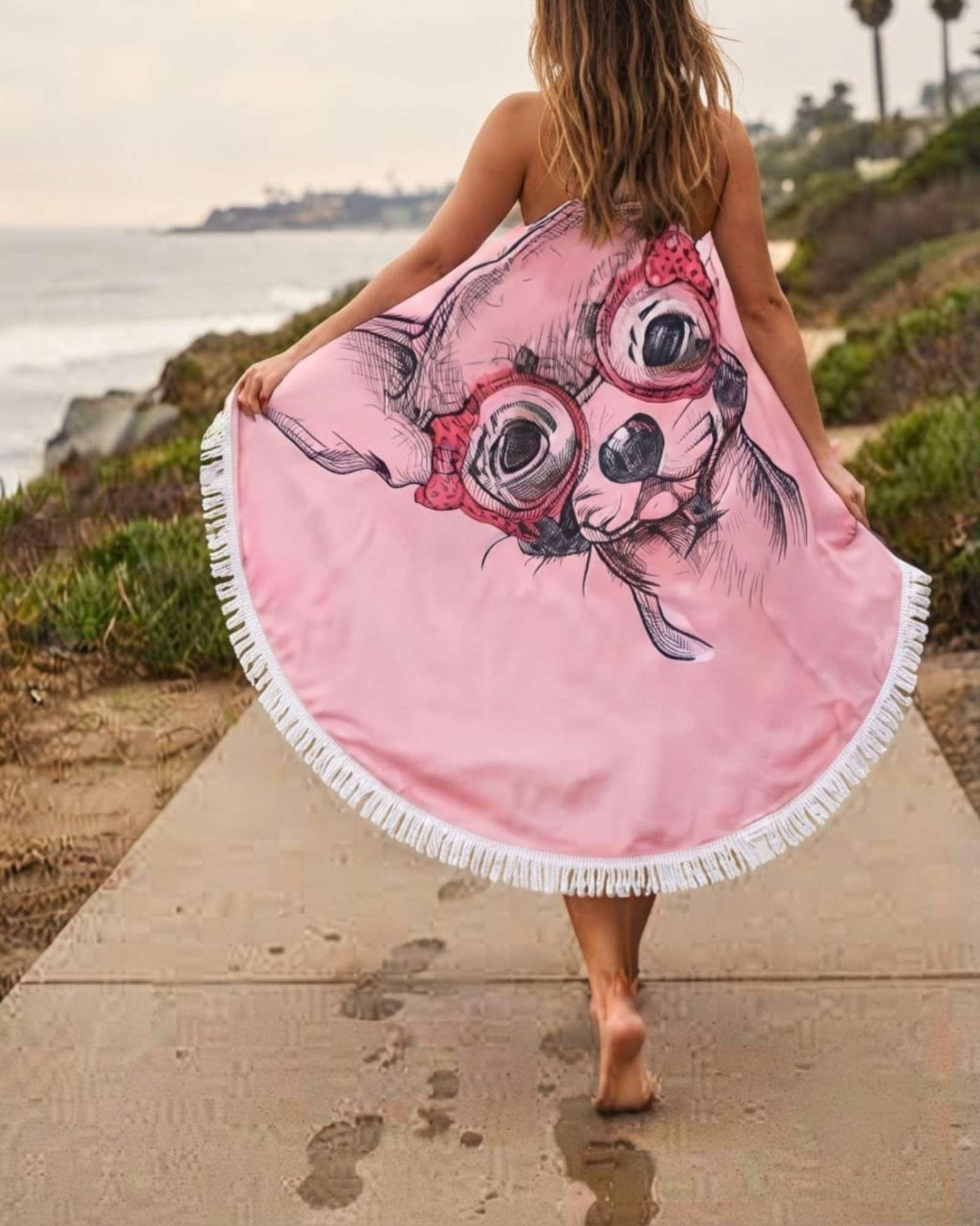 Toalla Mandala De Playa Redonda con Flecos Diseños Verano. C2-2