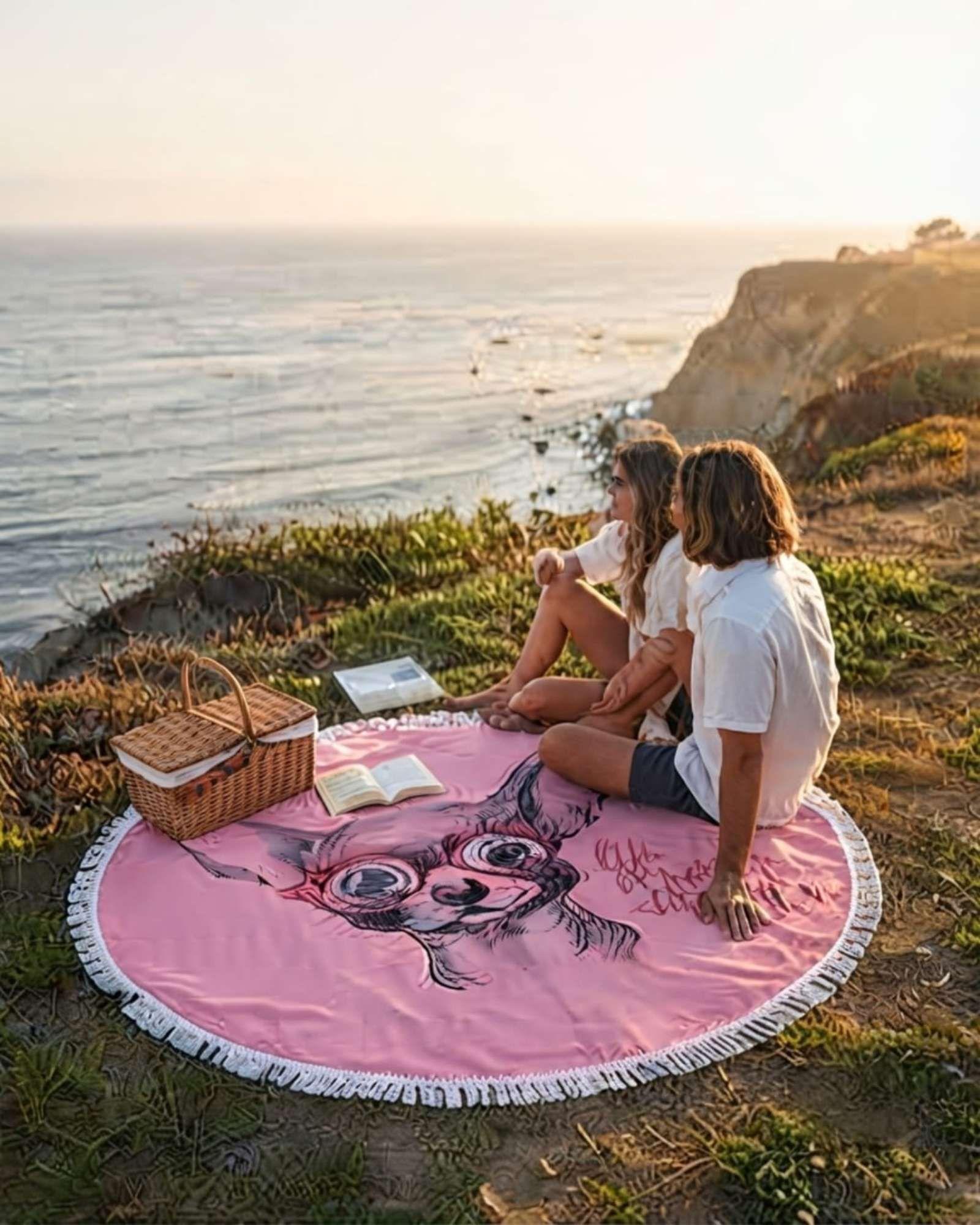Toalla Mandala De Playa Redonda con Flecos Diseños Verano. C2-4