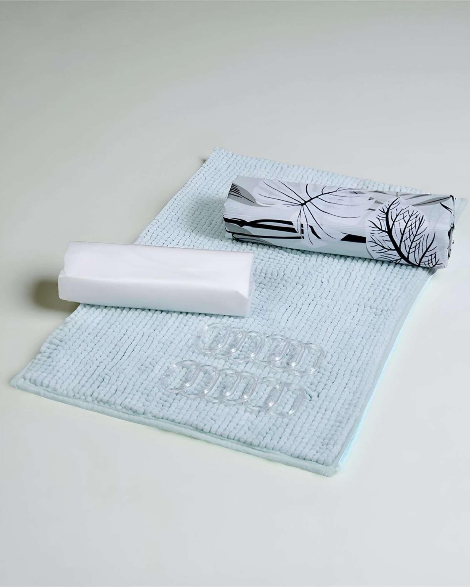 Set de Baño en Caja 4 Piezas Cortina con Alfombra Mashini  A03-3