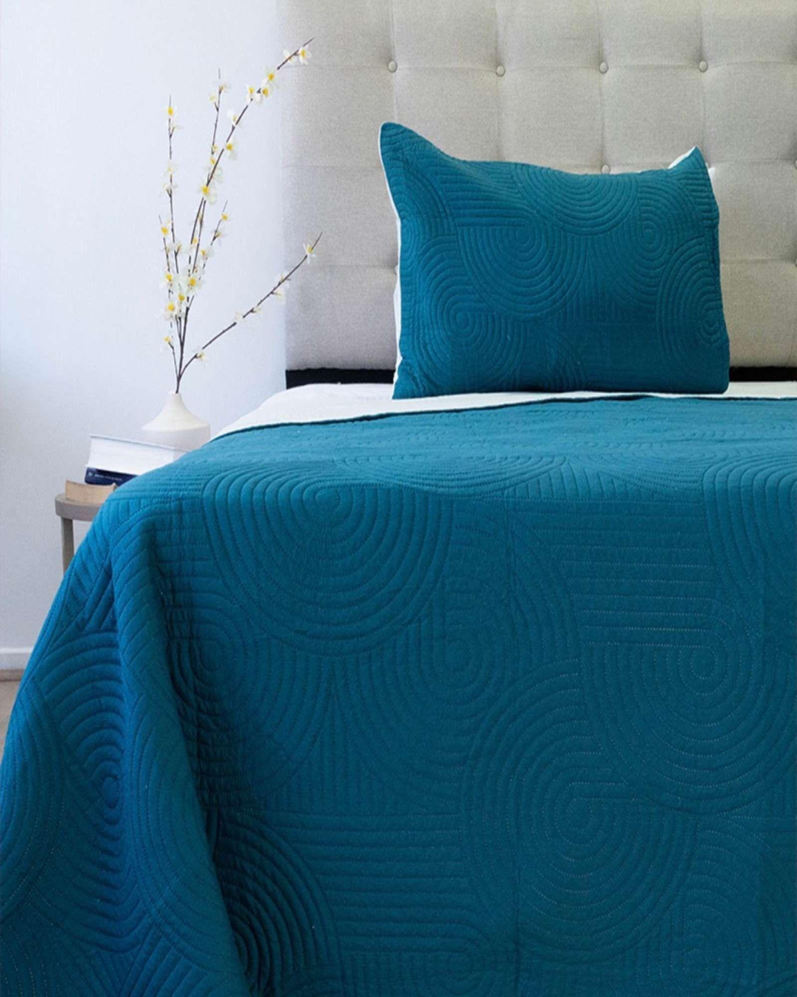 Quilt Cubrecama Bicolor MAS 1 ALMOHADA DE REGALO plaza y media Doral B29-3