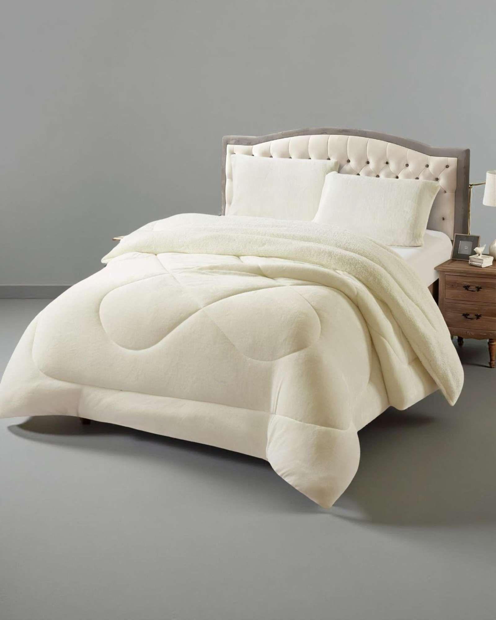 Cubrecama plush con chiporro Acolchado liso King beige-1