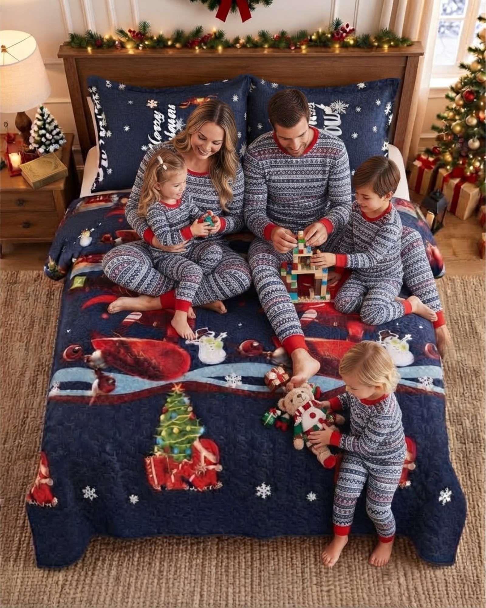 Cubrecama Quilt Navideño 2 Plazas con Diseño  A5-4