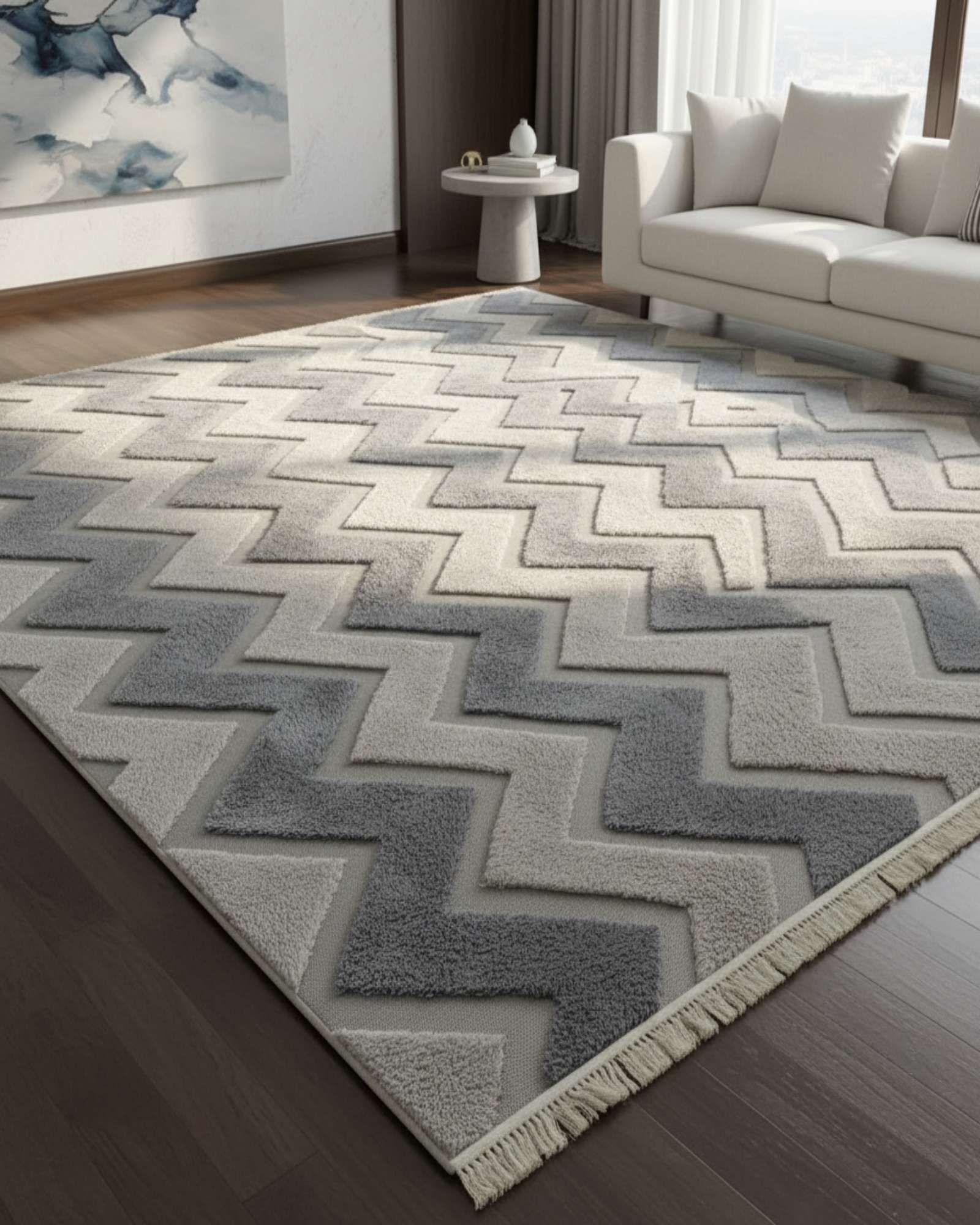 ALFOMBRA TEXTURIZADA DISEÑO JACQUARD ANTIDESLIZANTE 200X240 CMC A06-2