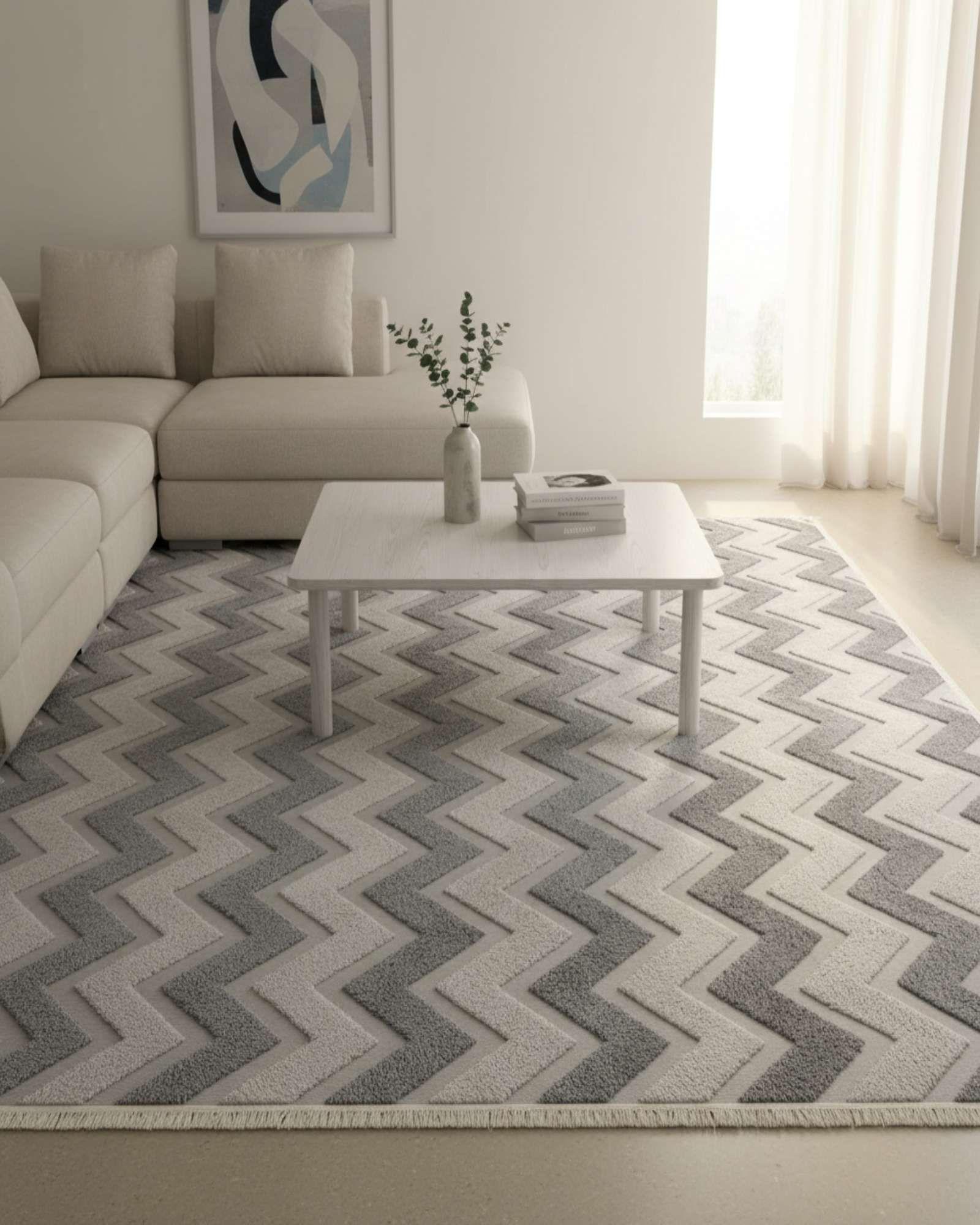 ALFOMBRA TEXTURIZADA DISEÑO JACQUARD ANTIDESLIZANTE 200X240 CMC A06-3