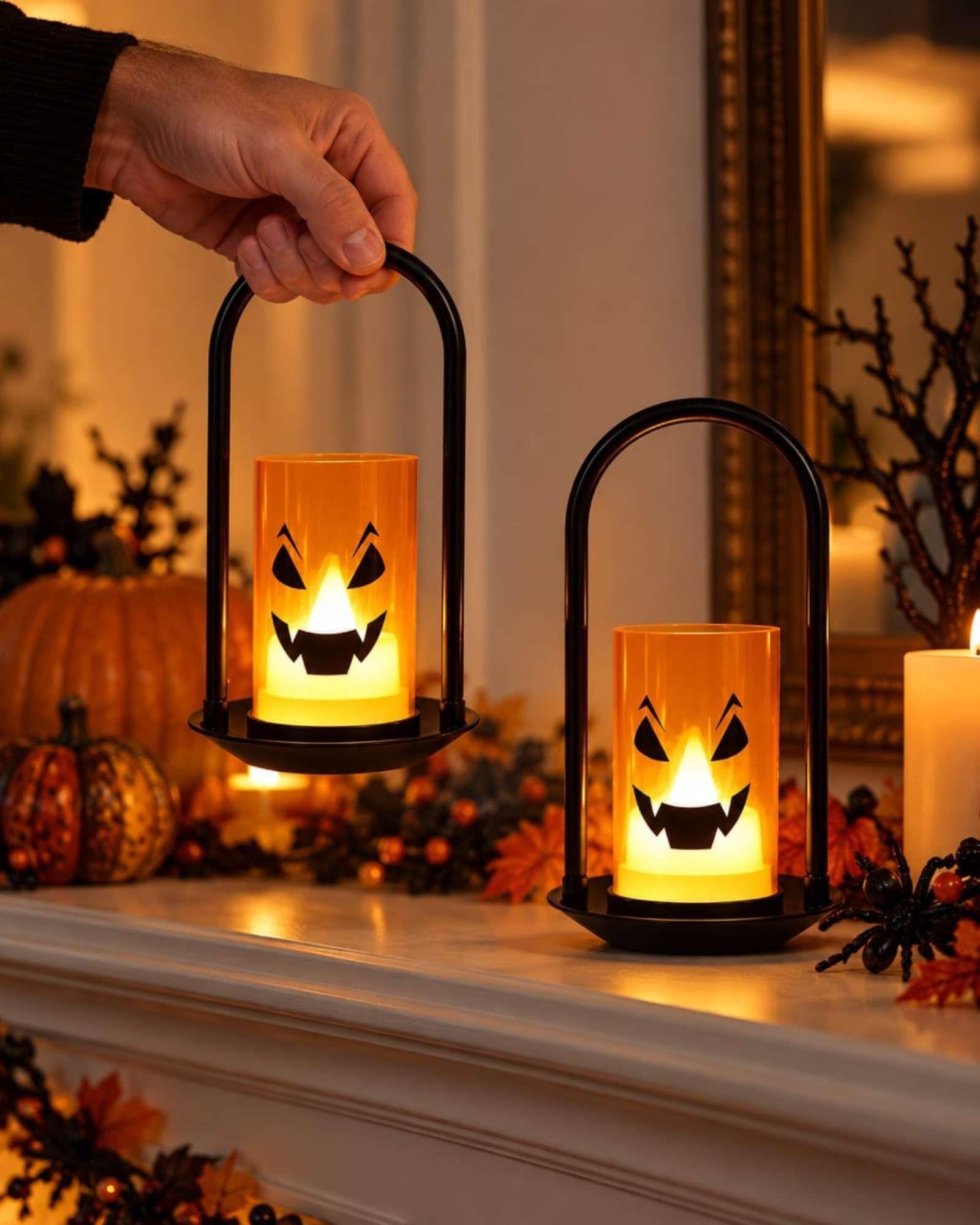 Pack 2 Candelabros LED Halloween Calabaza -2