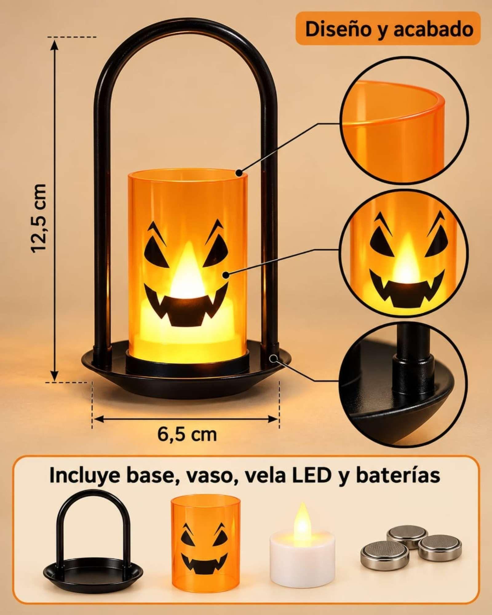 Pack 2 Candelabros LED Halloween Calabaza -5