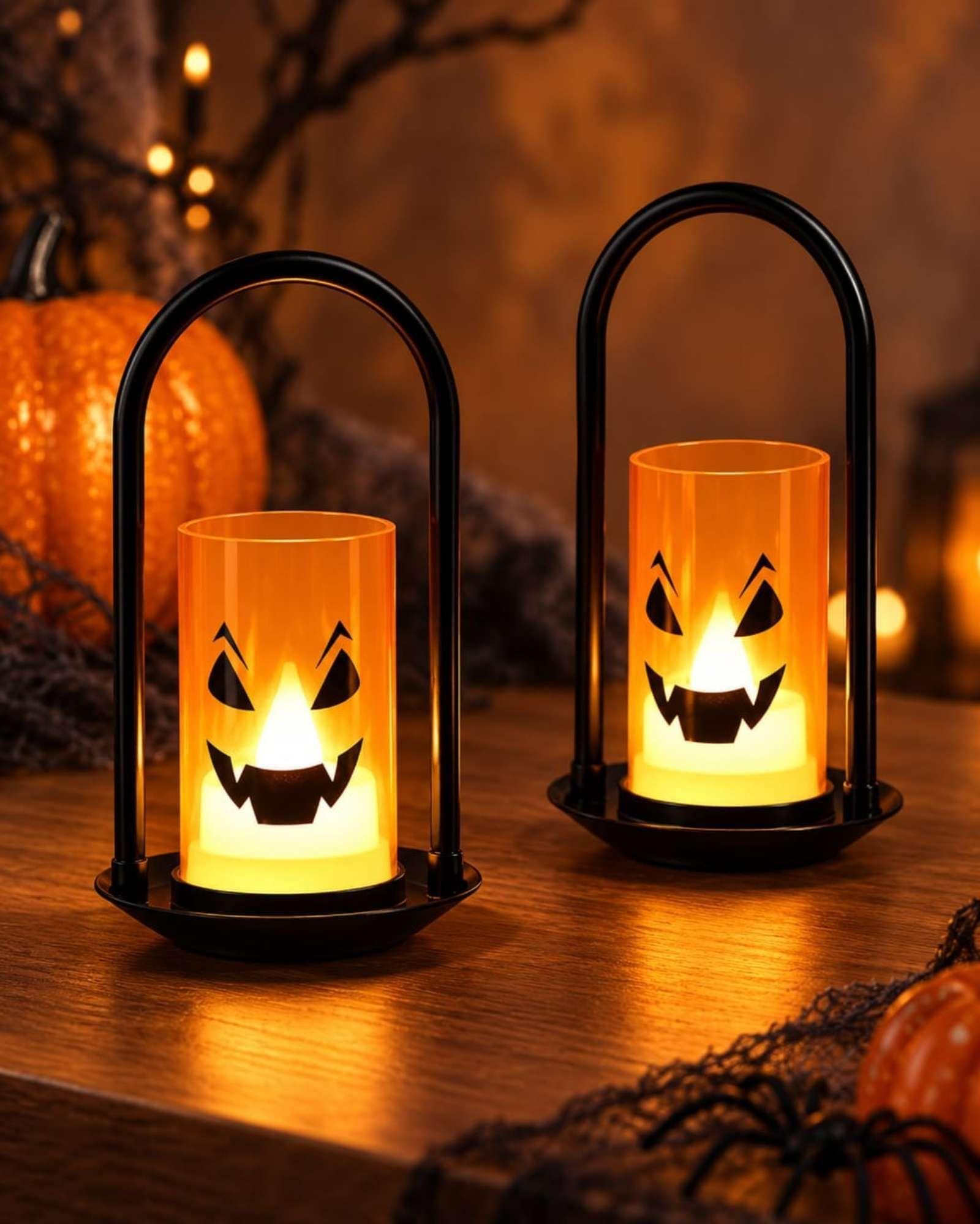 Pack 2 Candelabros LED Halloween Calabaza -6
