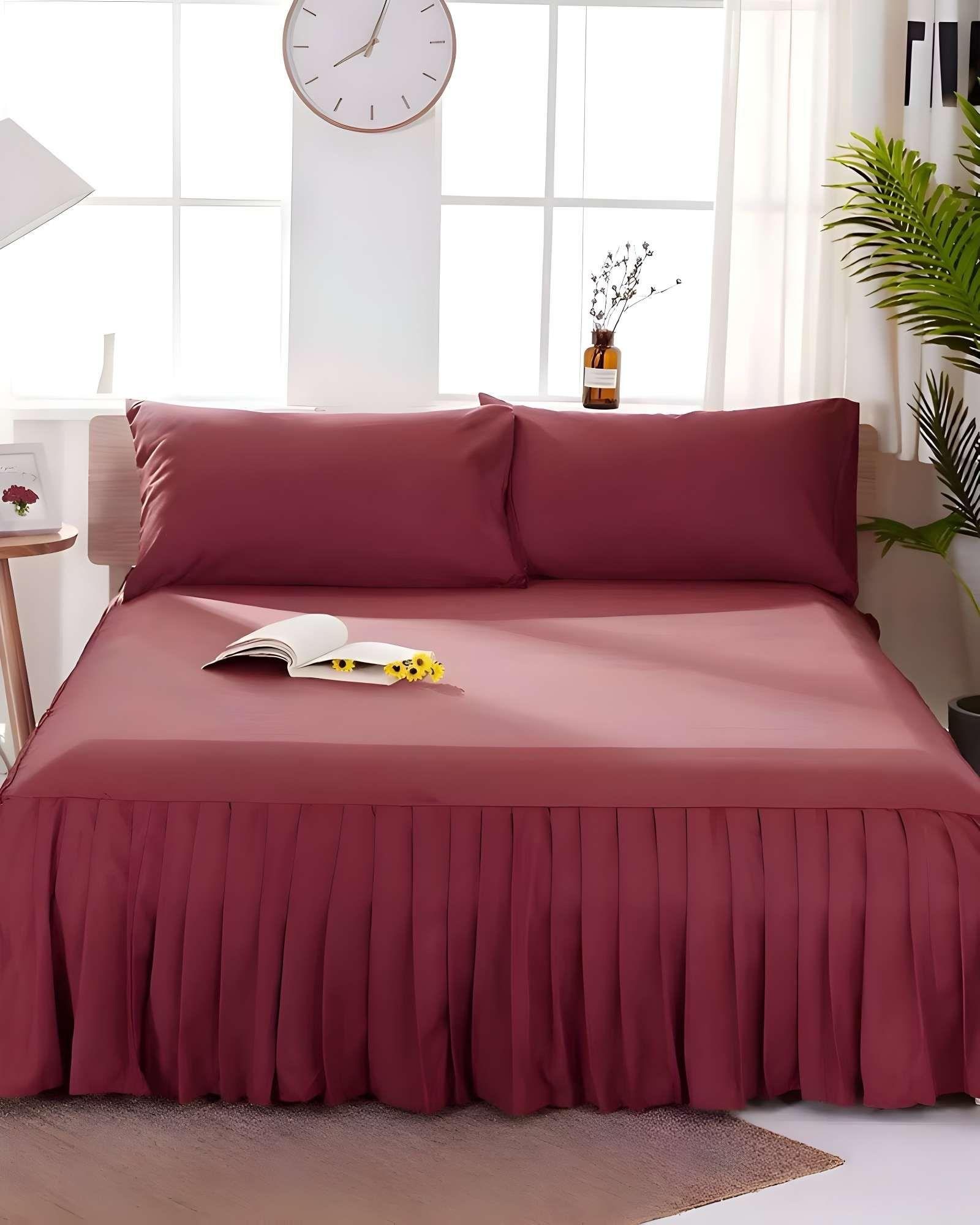 FALDON DE CAMA PARA BASE CON VOLADO 2 PLAZAS 150X200 CM BURDEO-2