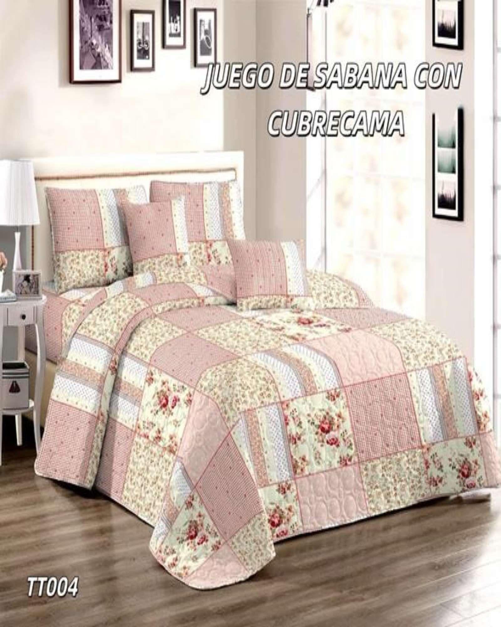 SABANA CON CUBRECAMA DE VERANO 2 PLAZAS + 2 ALMOHADAS s56-3