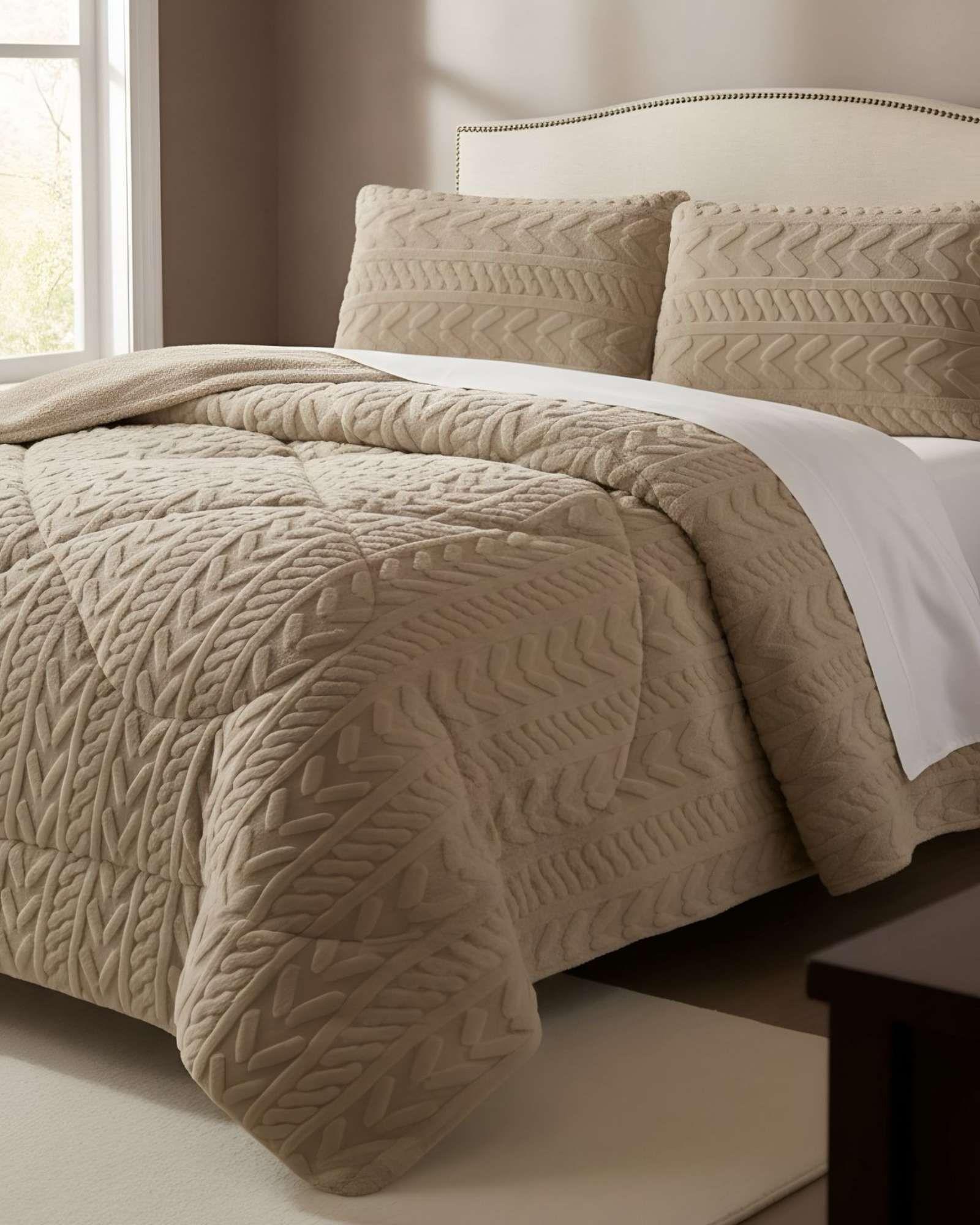 COBERTOR ELEGANTE DE INVIERNO CON CHIPORRO PLAZA Y MEDIA23-2