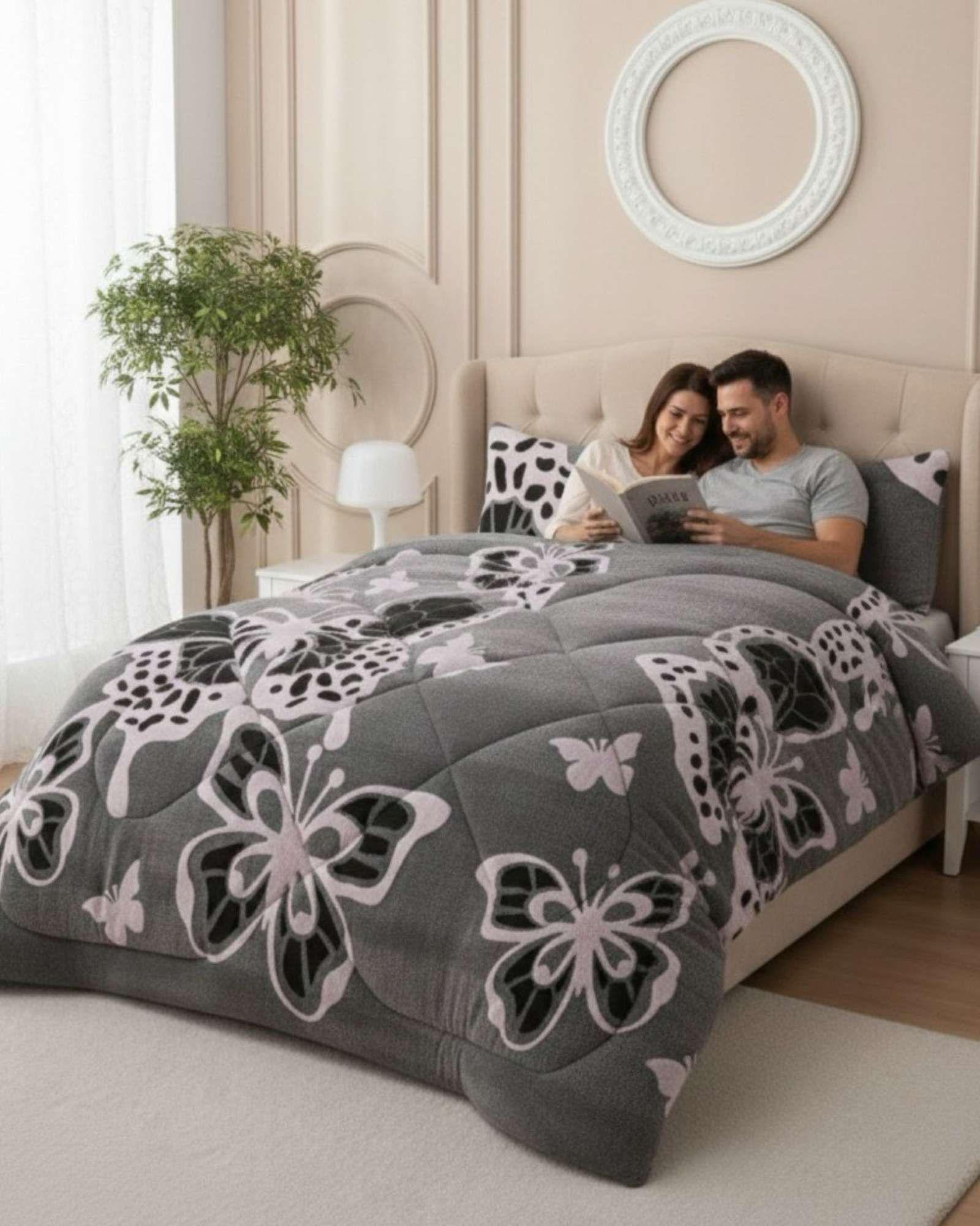 Cubrecama Chiporro Diseño Mariposa Suave y Abrigador Plaza y Media A12-0