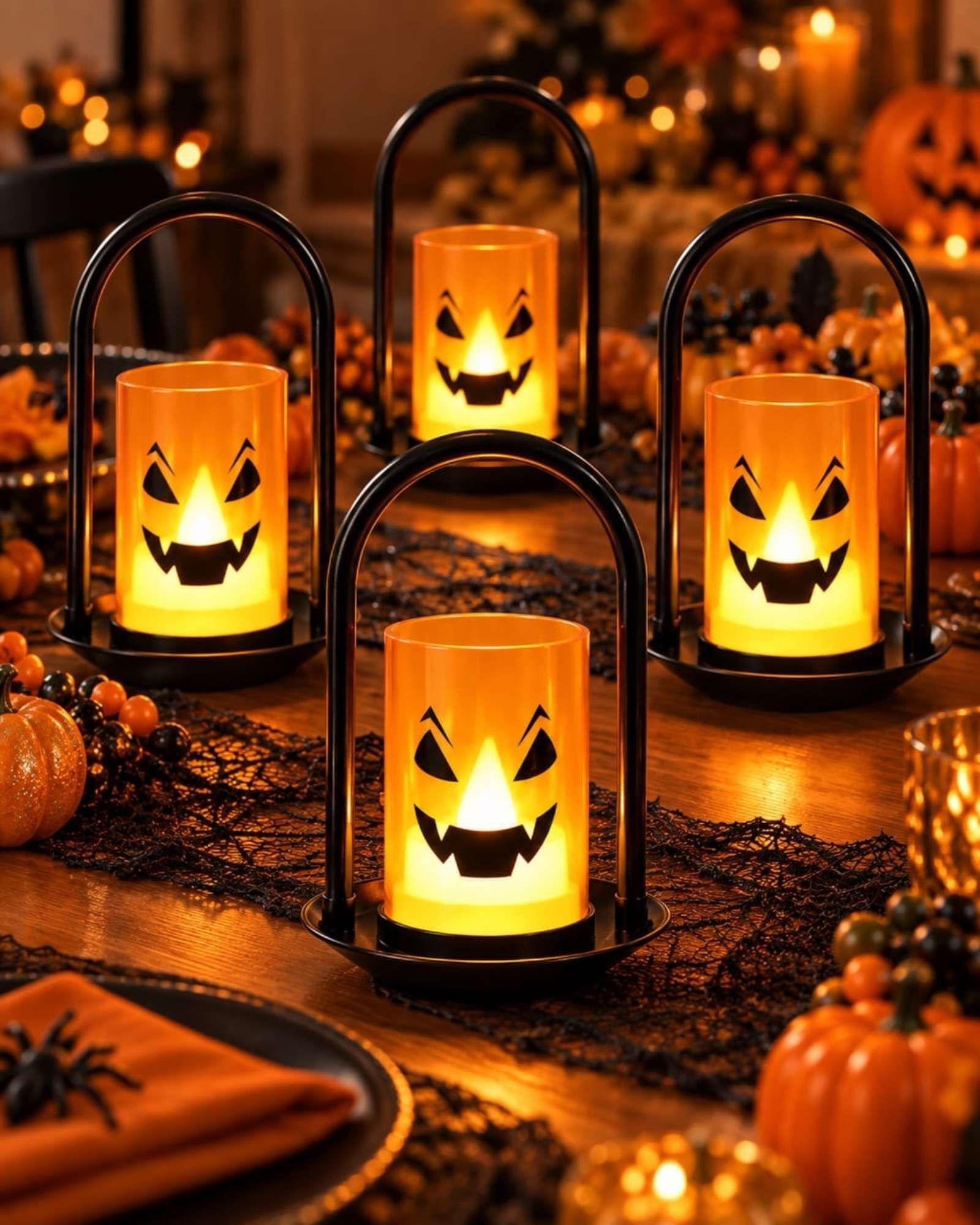 Pack 4 Candelabros LED Halloween Calabaza -2