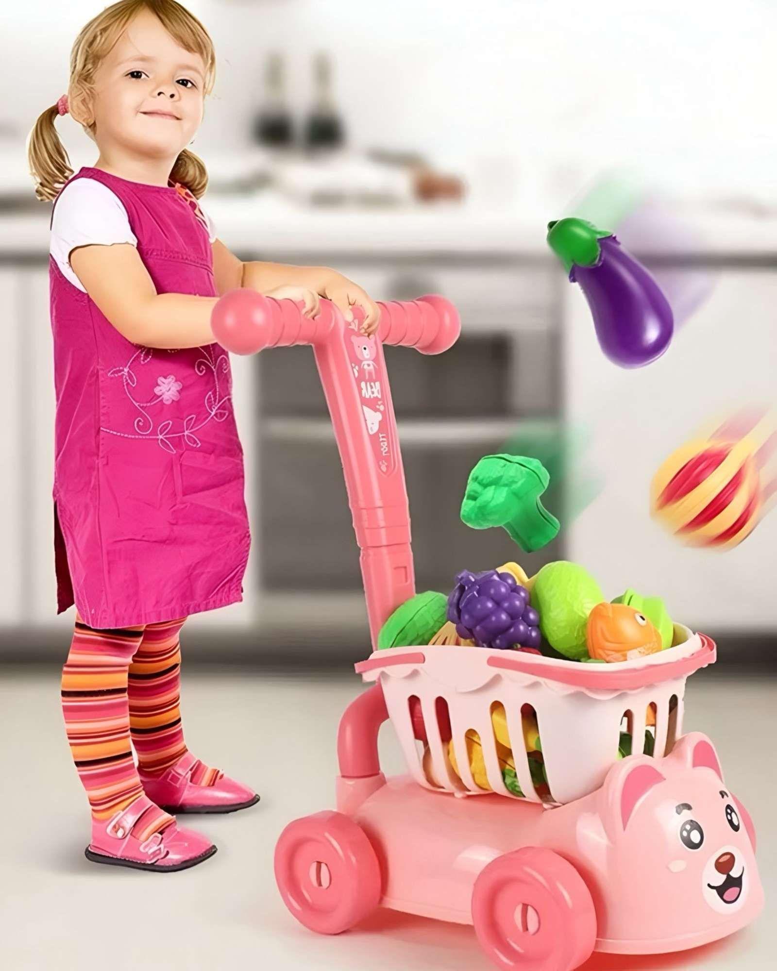 CARRO ANDADOR CORREPASILLOS DE COMPRAS FRUTAS Y VERDURAS ROSA-3