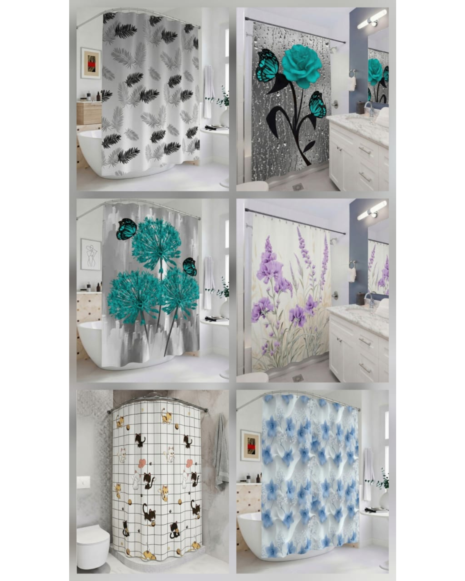 Pack de Cortina De Baño Con Forro Impermeable Surtido.-7