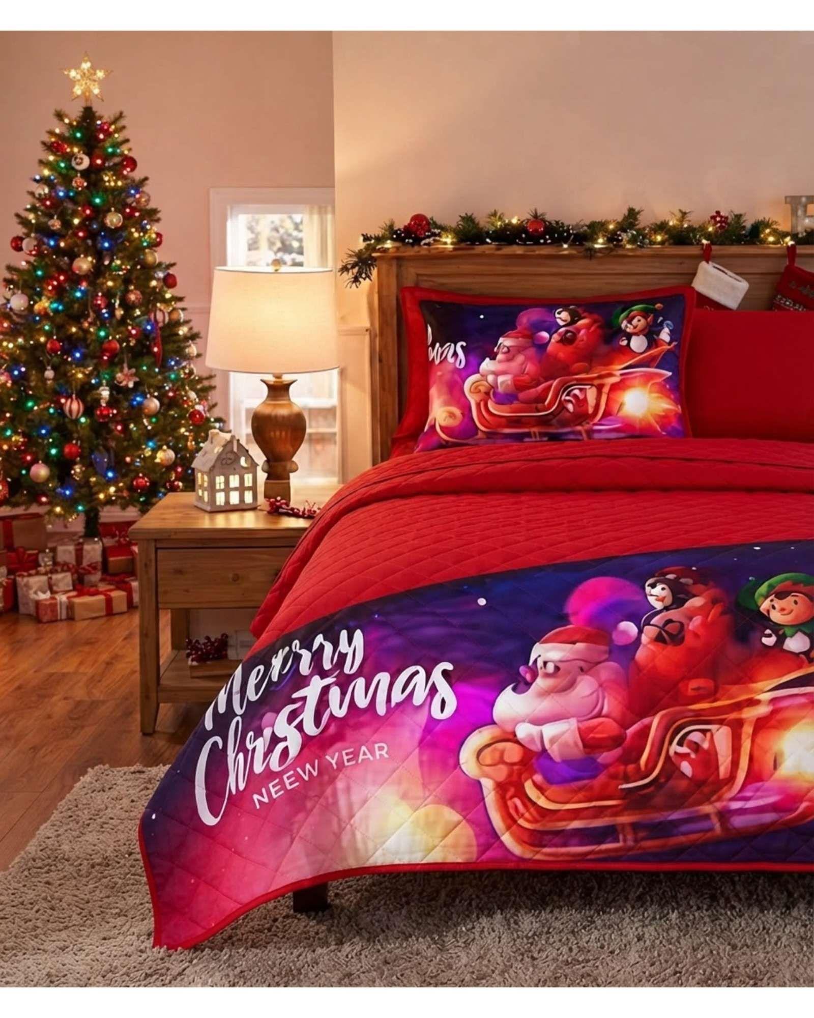 Cubrecama Quilt Navideño 2 Plazas con Diseño  A7-2