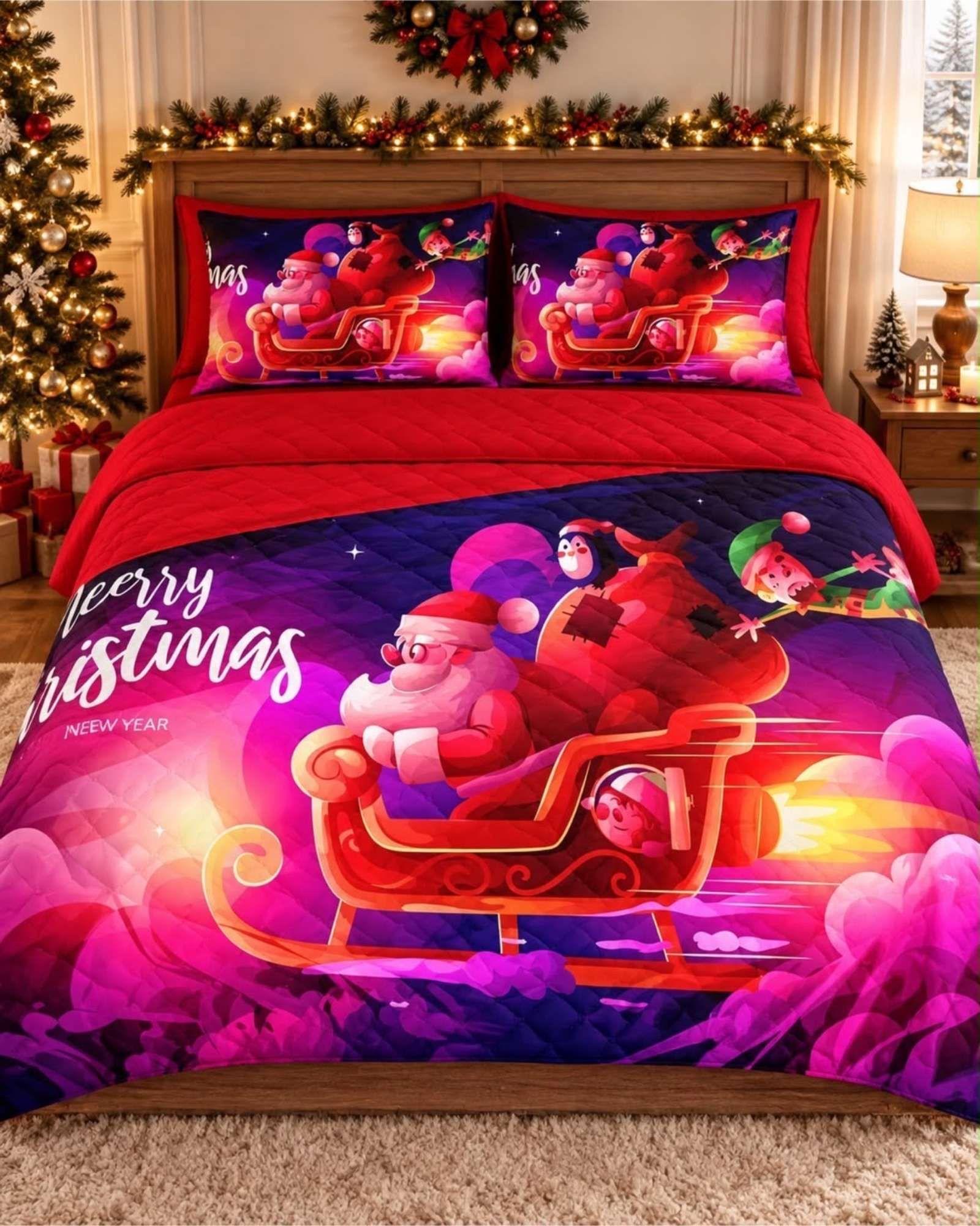 Cubrecama Quilt Navideño 2 Plazas con Diseño  A7-3