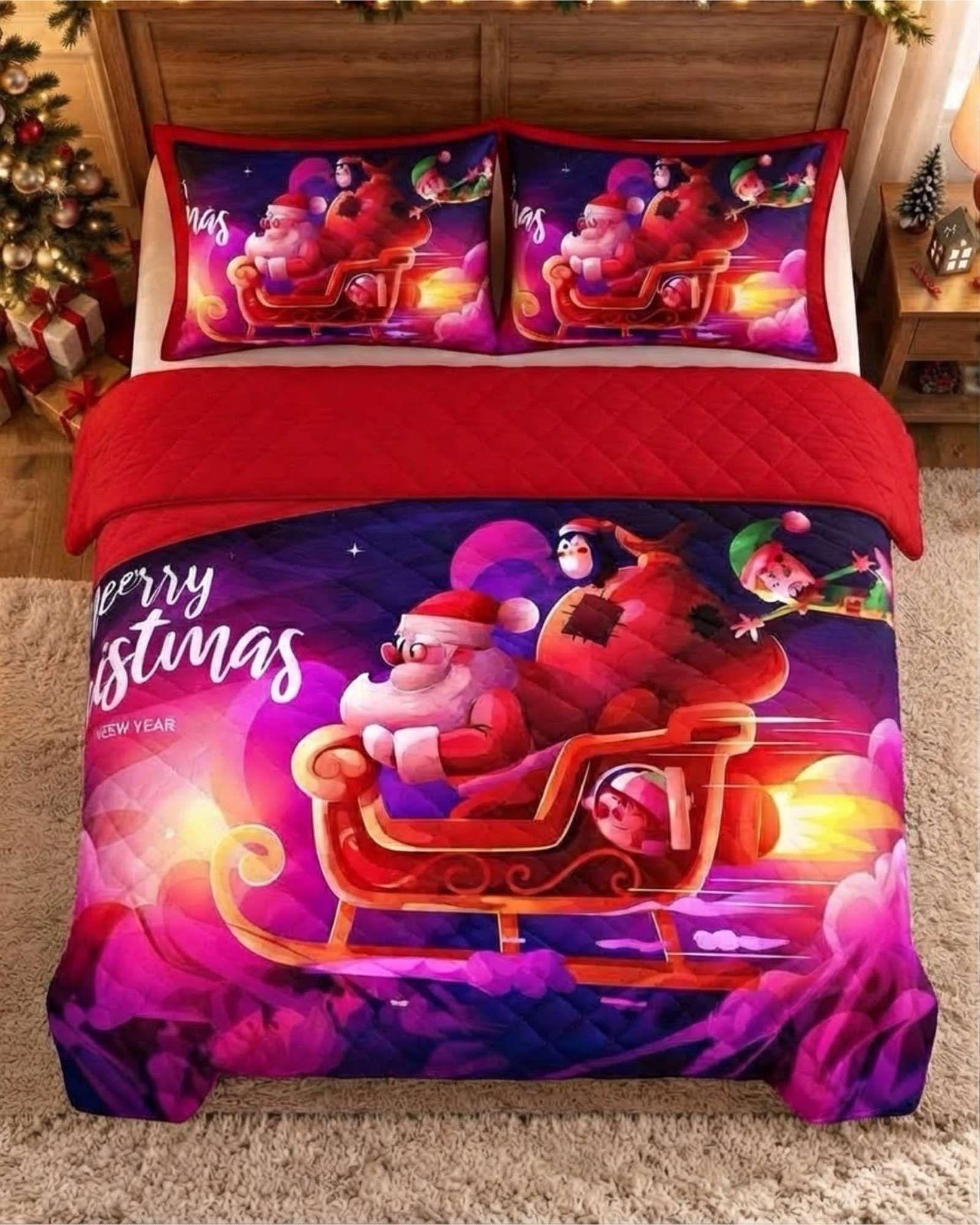 Cubrecama Quilt Navideño 2 Plazas con Diseño  A7-5
